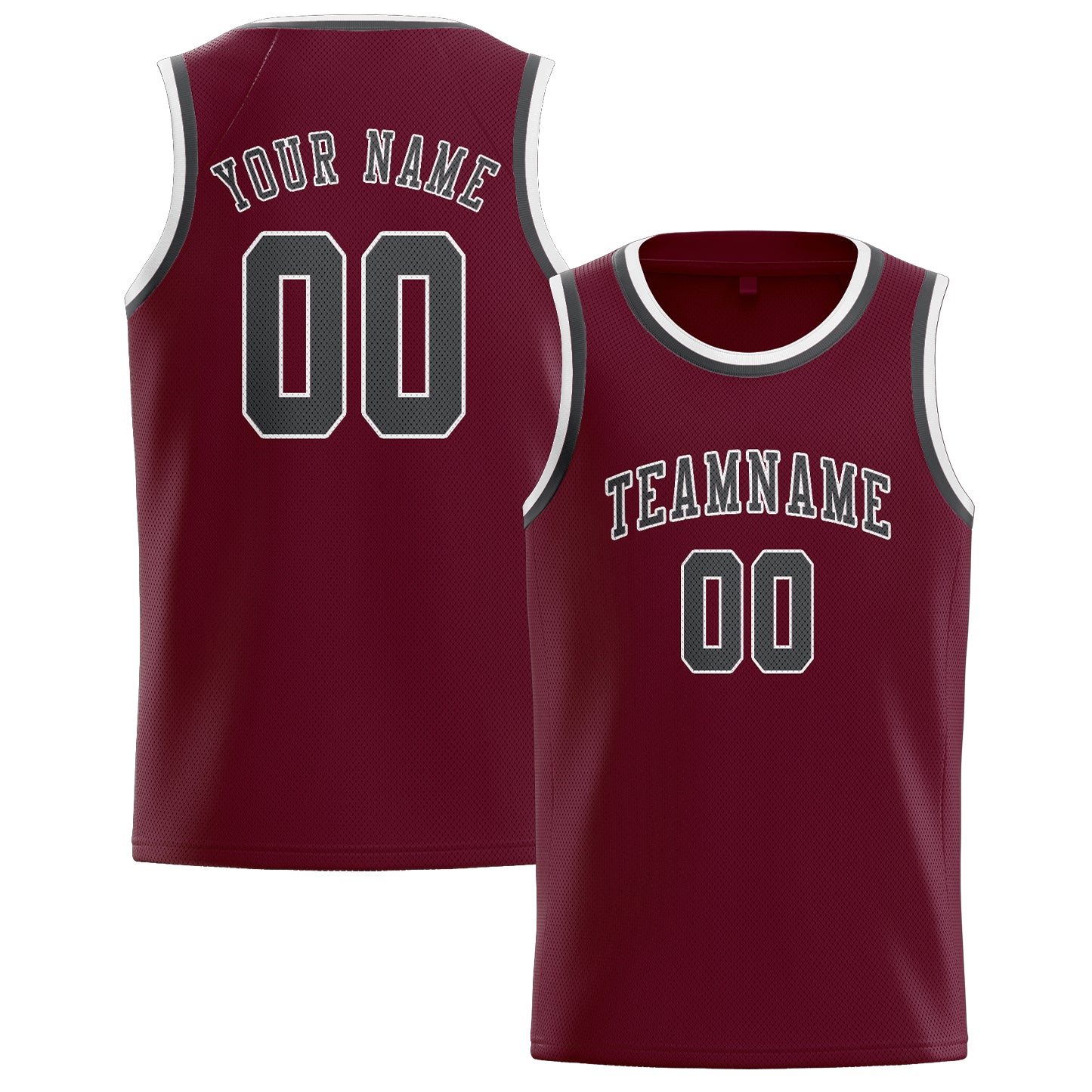 Custom Crimson Red Dark Grey Basketball Jersey