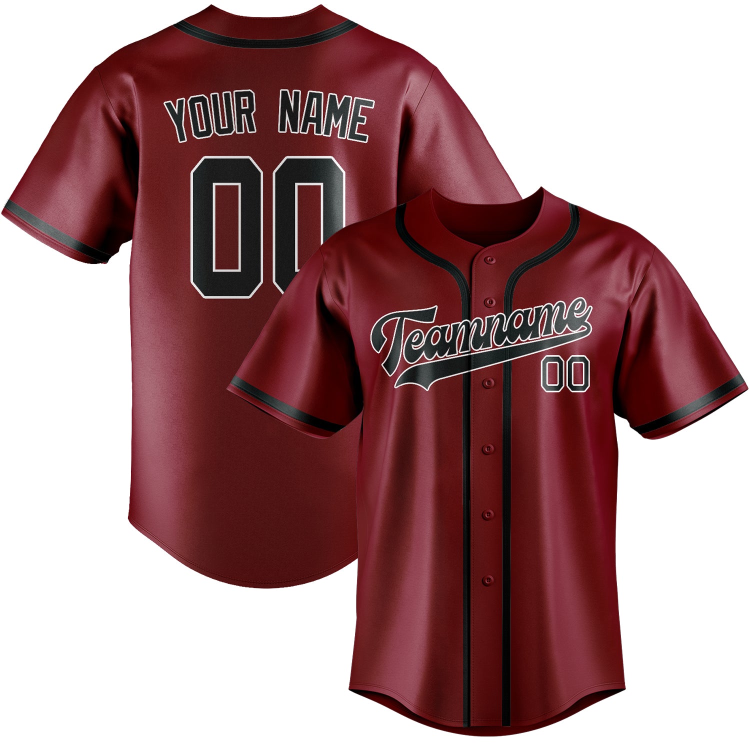 Custom Crimson Red Dark Grey Baseball Jersey