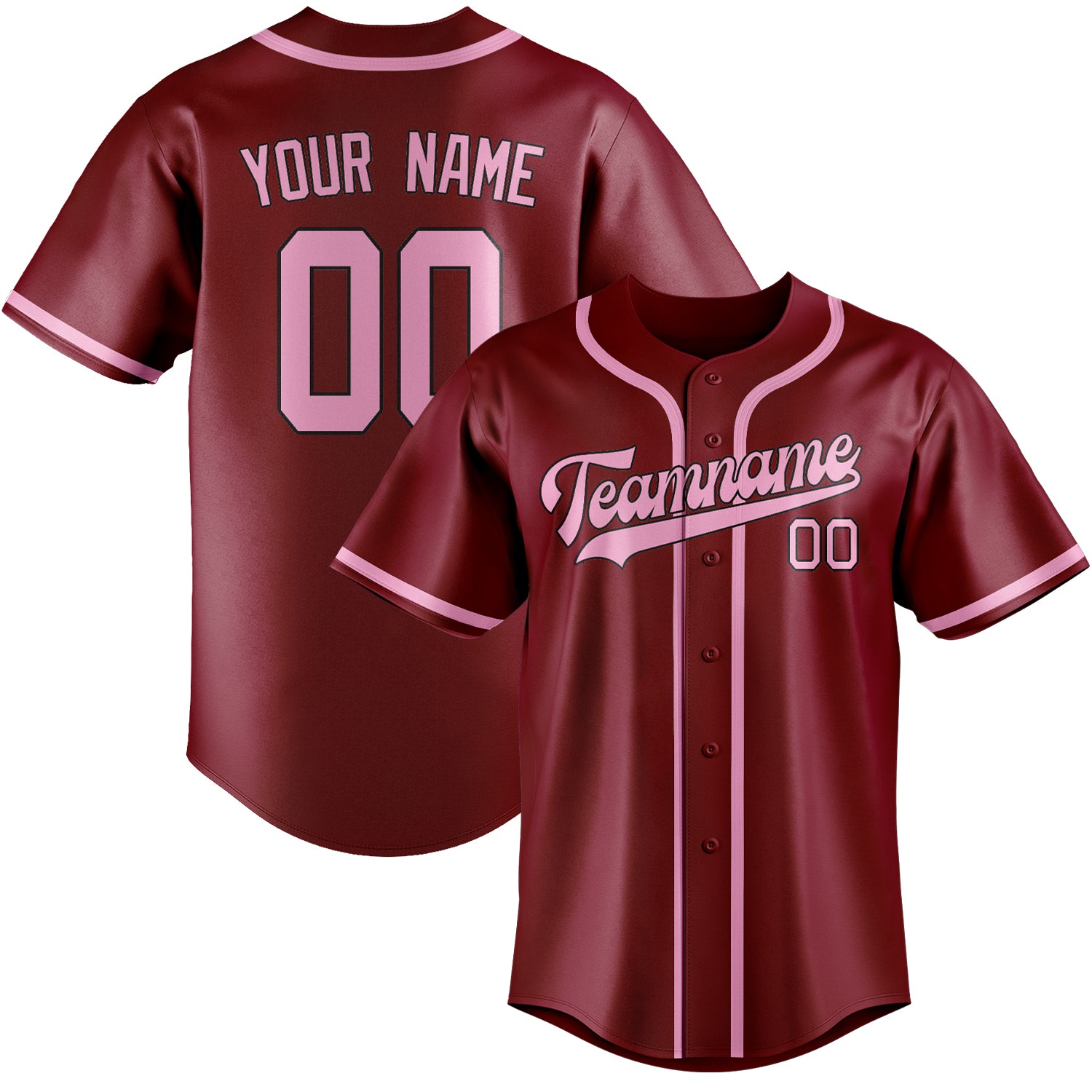 Custom Crimson Red Light Pink Baseball Jersey
