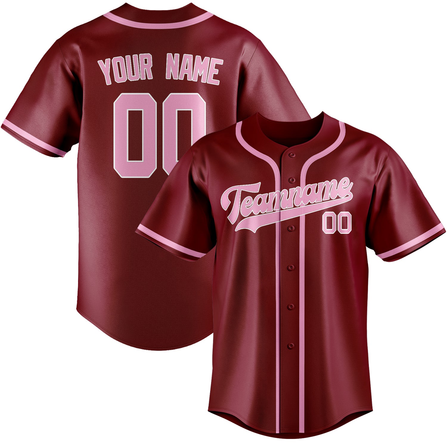 Custom Crimson Red Light Pink Baseball Jersey