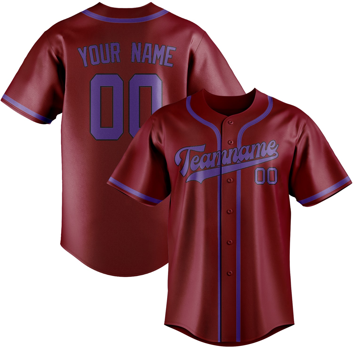 Custom Crimson Red Light Purple Baseball Jersey