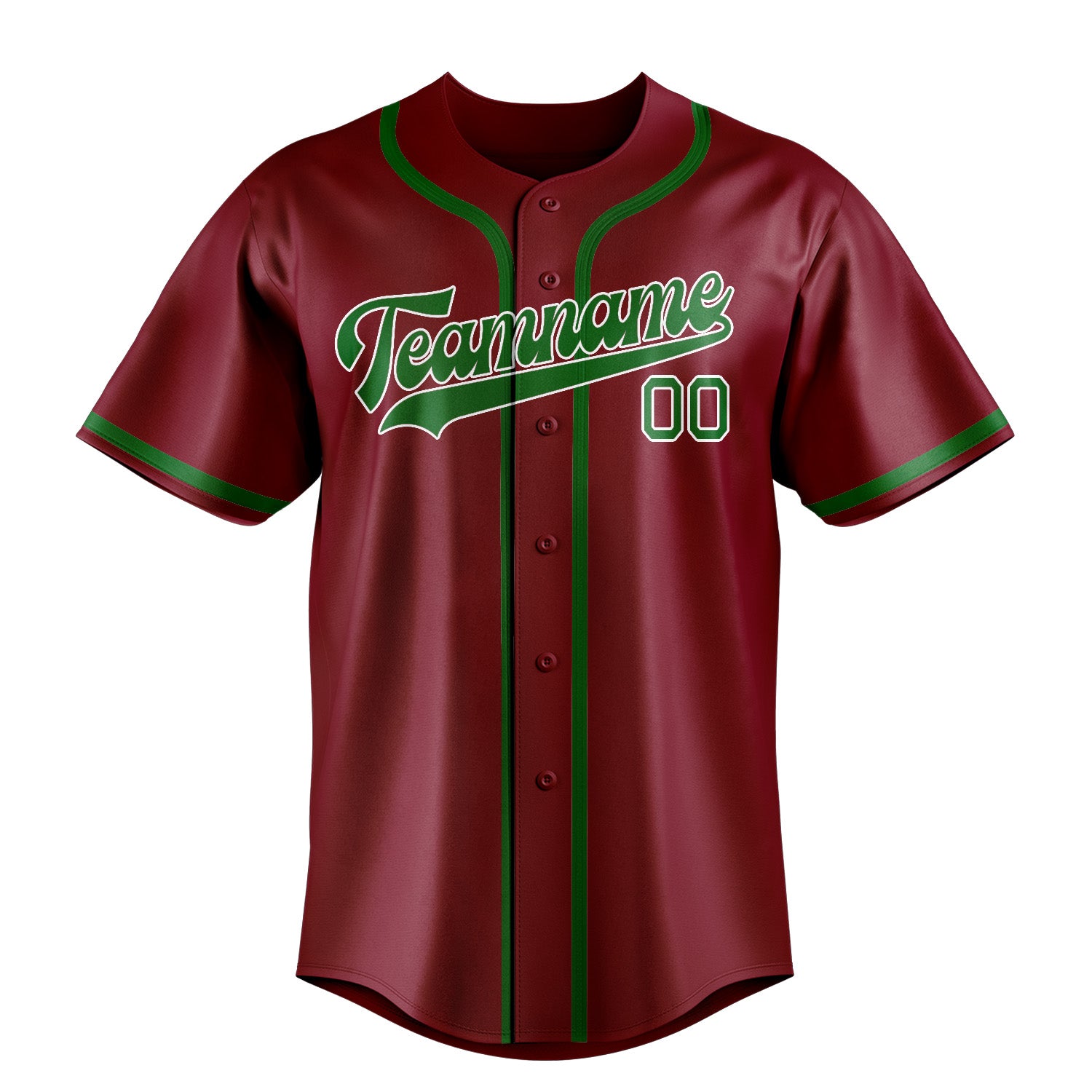 Custom Crimson Red Emerald Green Baseball Jersey