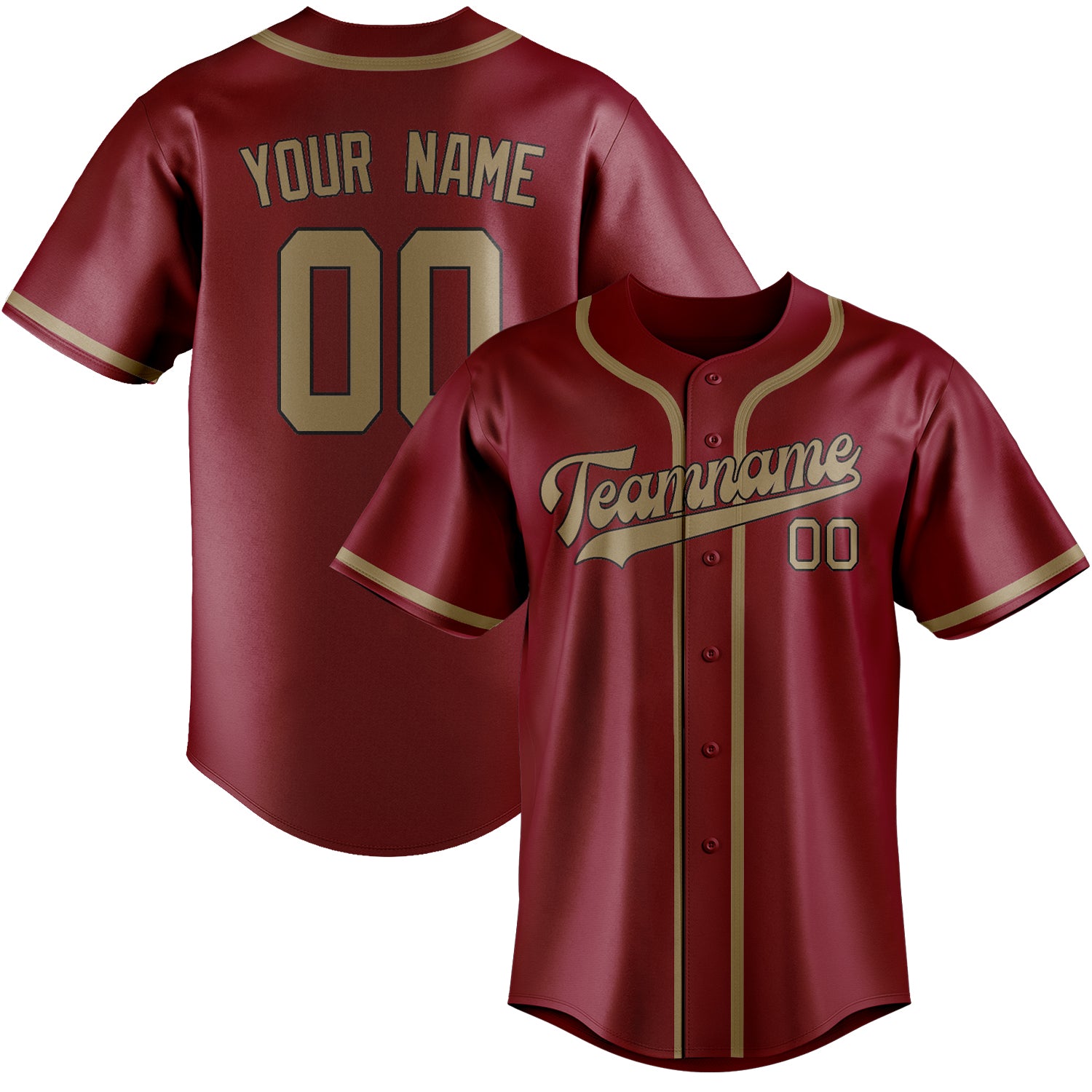 Custom Crimson Red Light Khaki Baseball Jersey