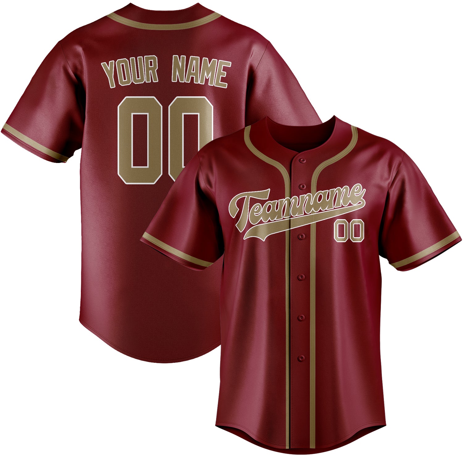 Custom Crimson Red Light Khaki Baseball Jersey