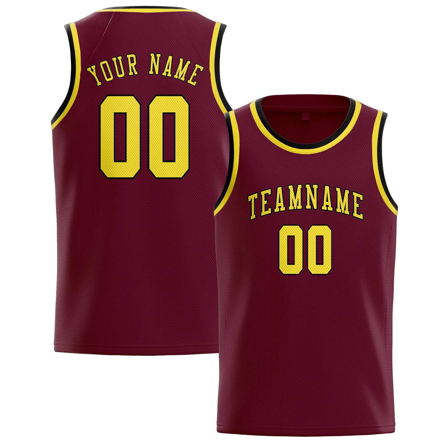 Custom Crimson Red Light Yellow Basketball Jersey