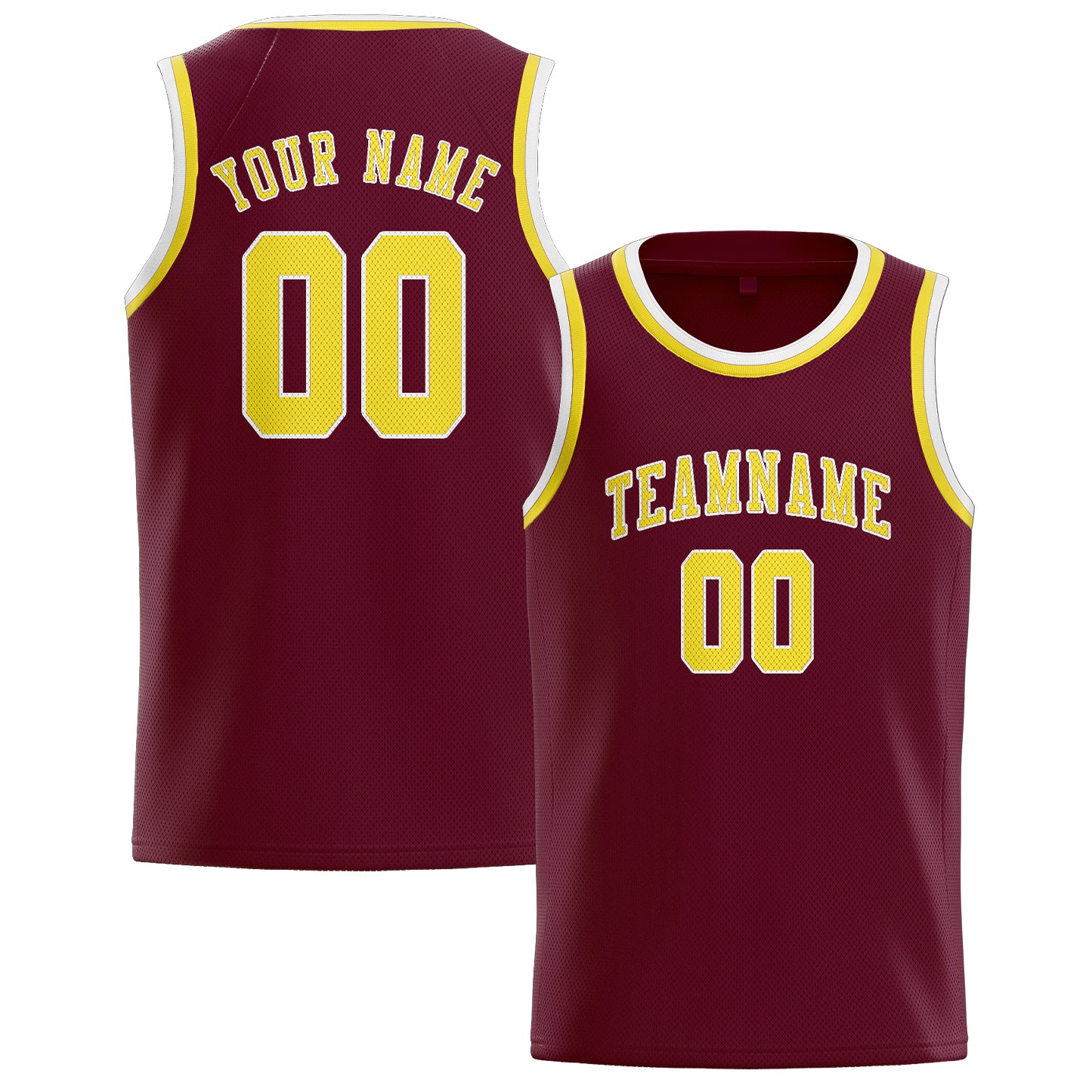 Custom Crimson Red Light Yellow Basketball Jersey