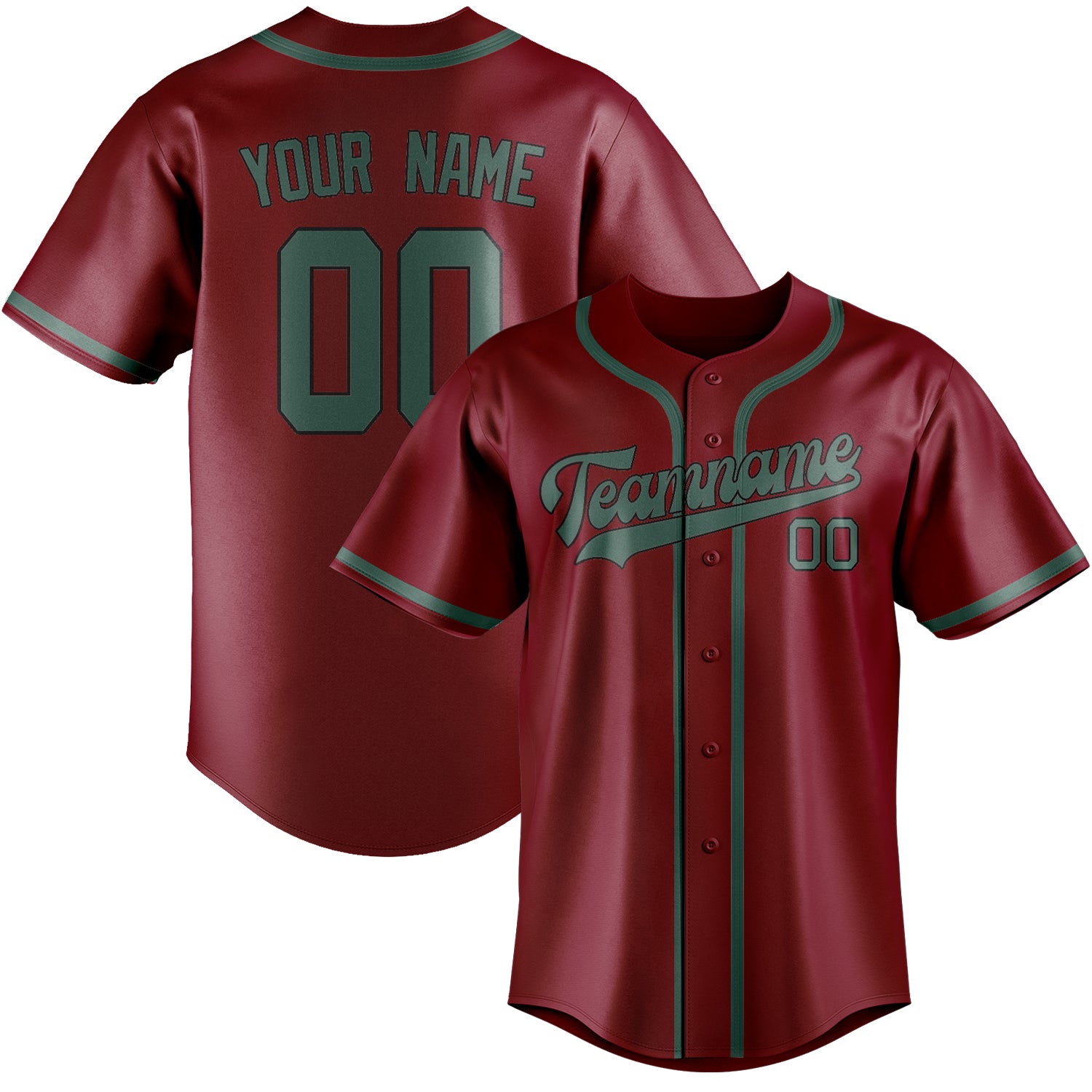 Custom Crimson Red Blue Green Baseball Jersey