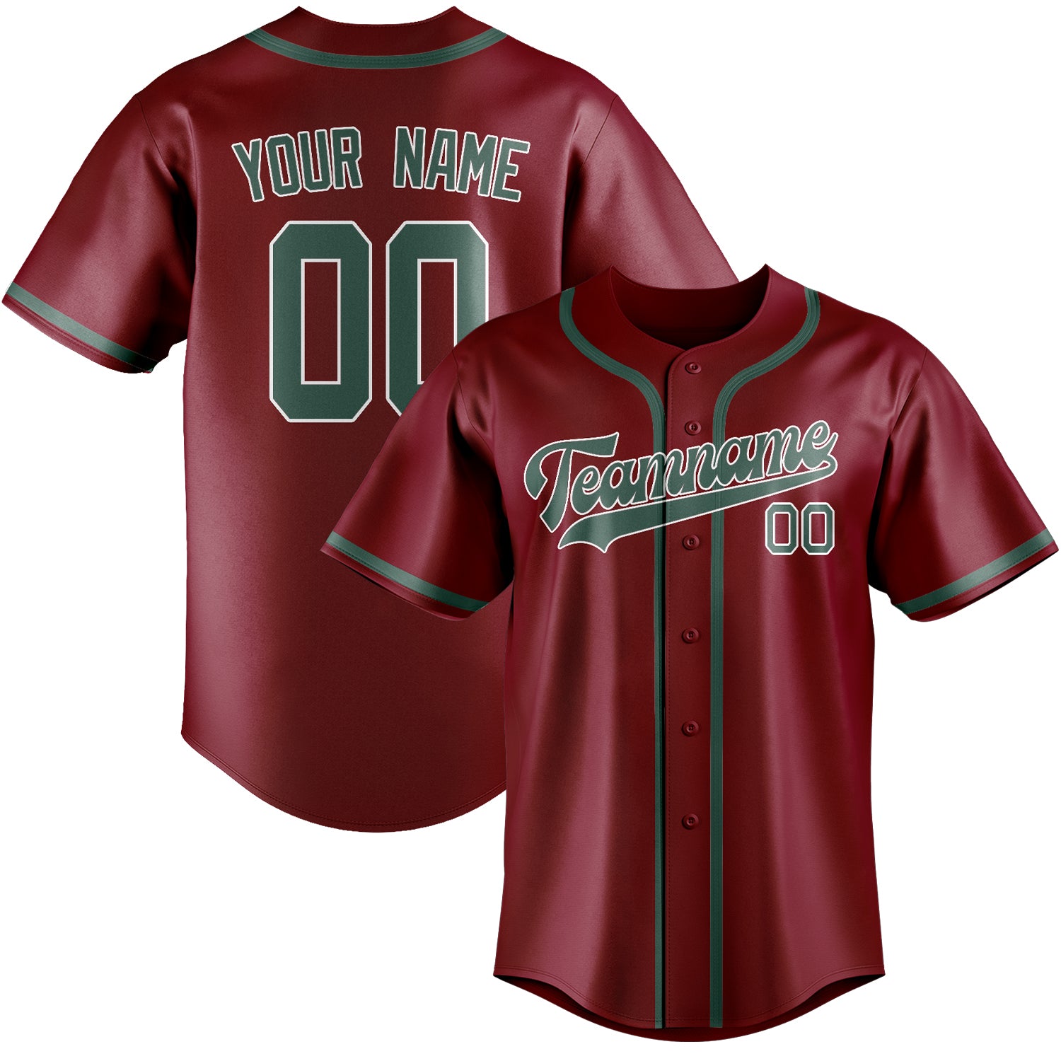 Custom Crimson Red Blue Green Baseball Jersey