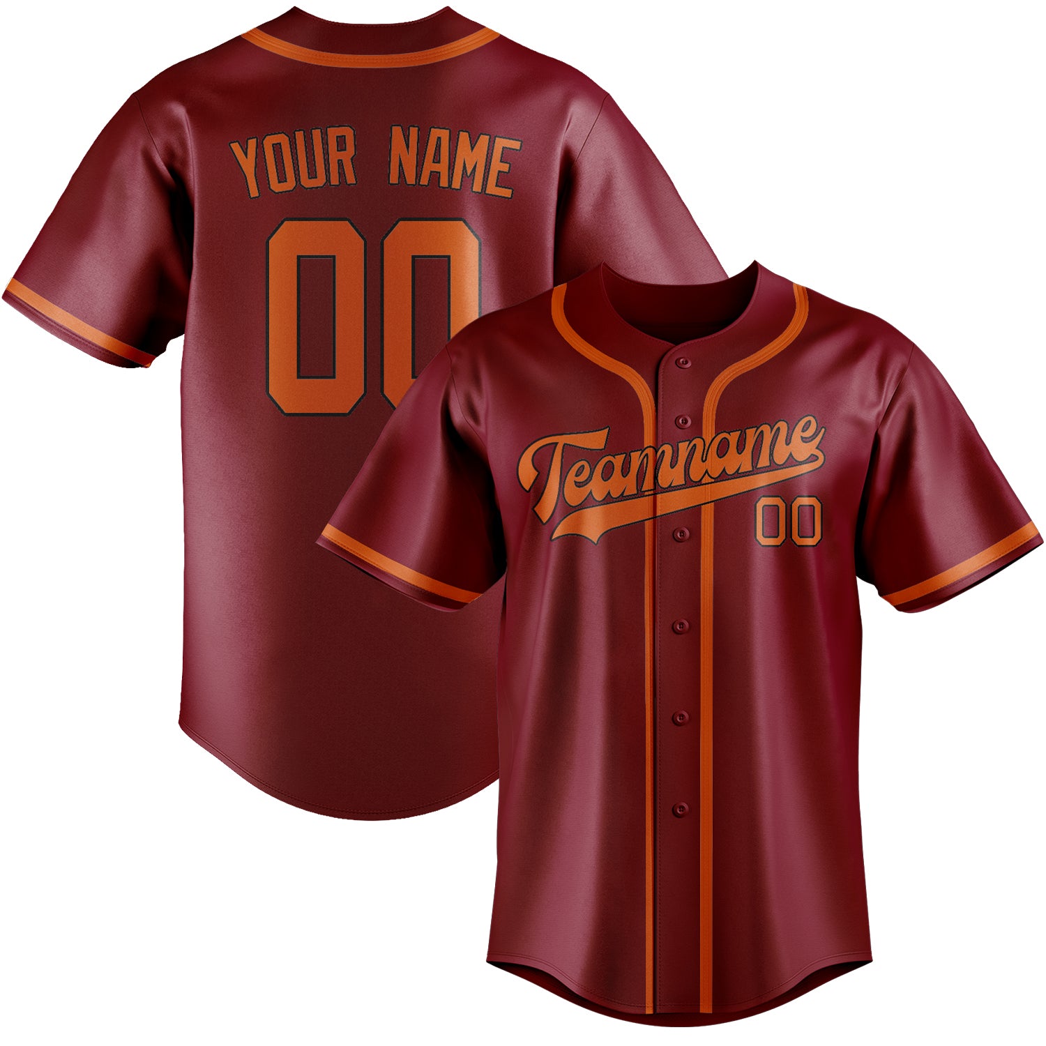 Custom Crimson Red Orange Baseball Jersey