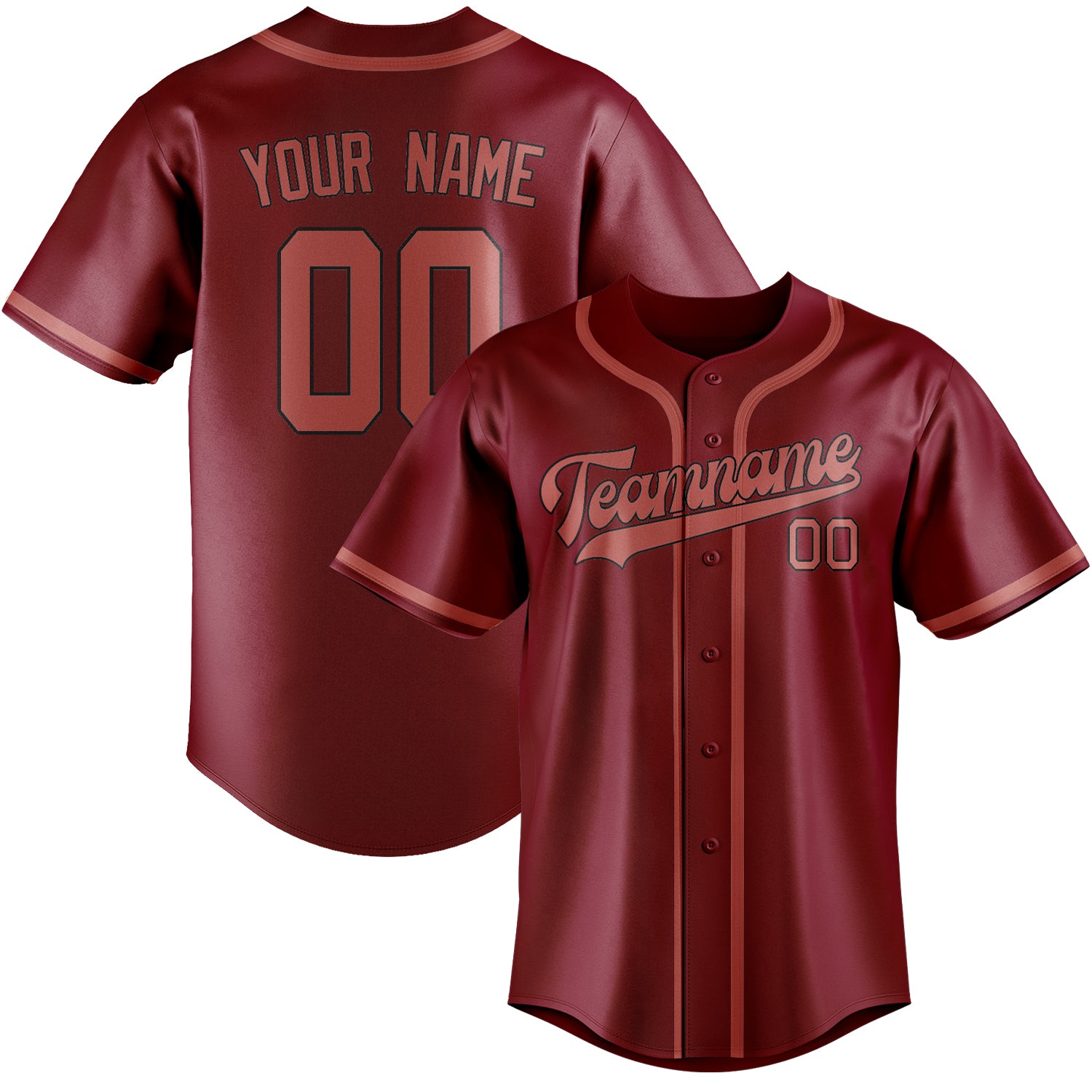 Custom Crimson Red Copper Rose Baseball Jersey