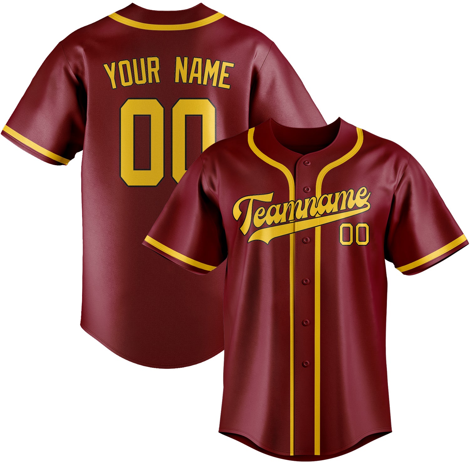 Custom Crimson Red Gold Baseball Jersey