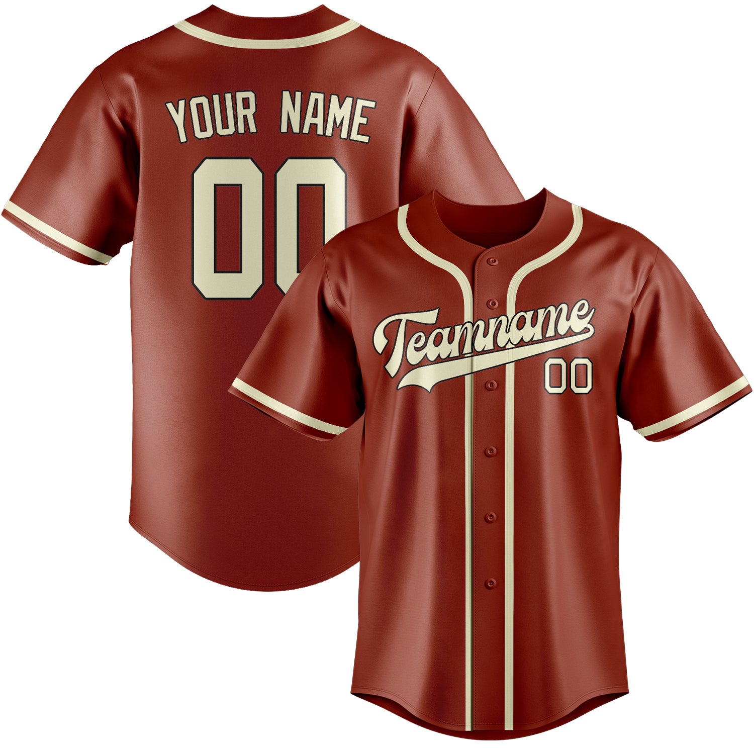 Custom Coral Red Cream Baseball Jersey