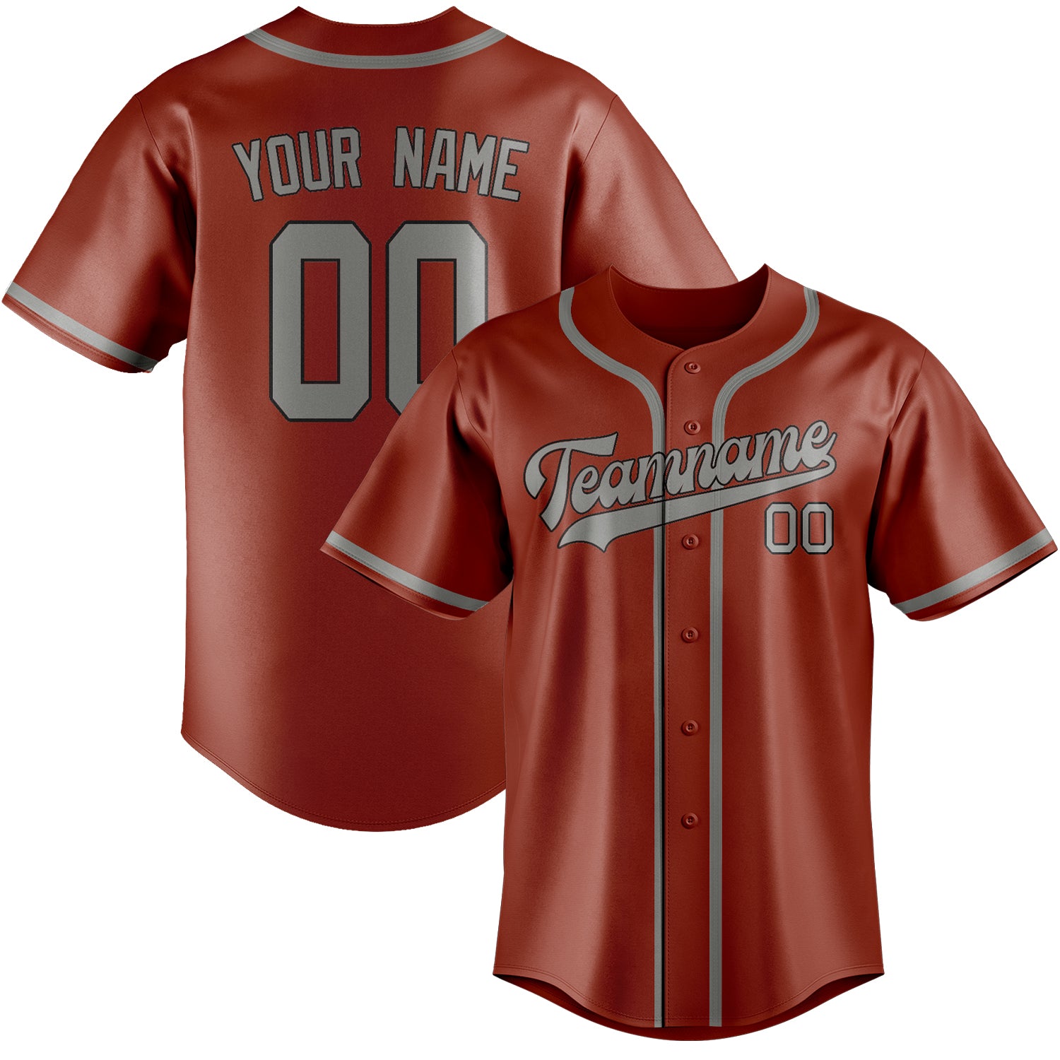Custom Coral Red Gray Baseball Jersey