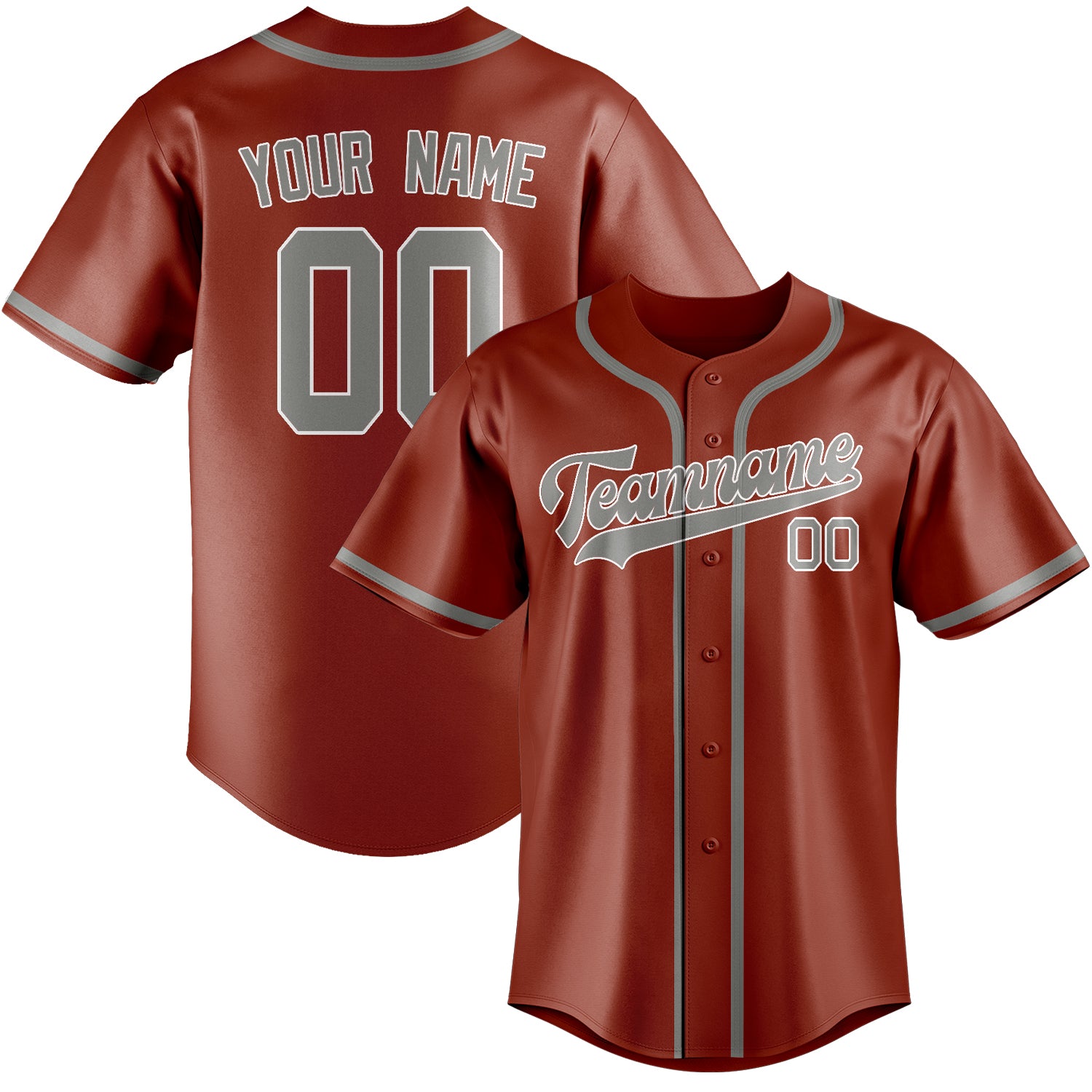 Custom Coral Red Gray Baseball Jersey