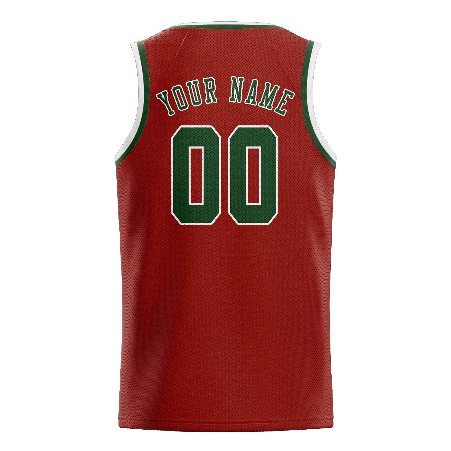 Custom Coral Red Dark Green Basketball Jersey
