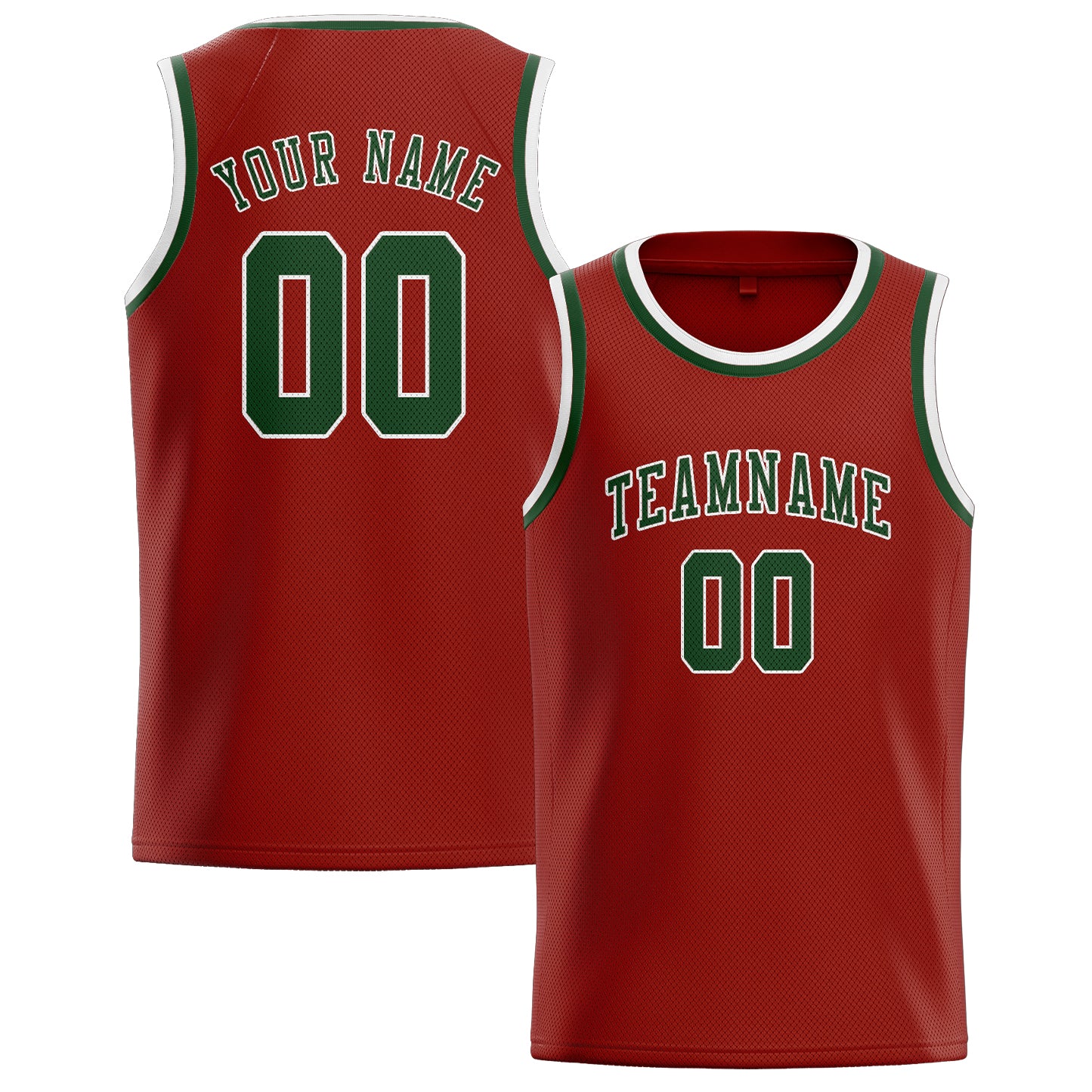Custom Coral Red Dark Green Basketball Jersey