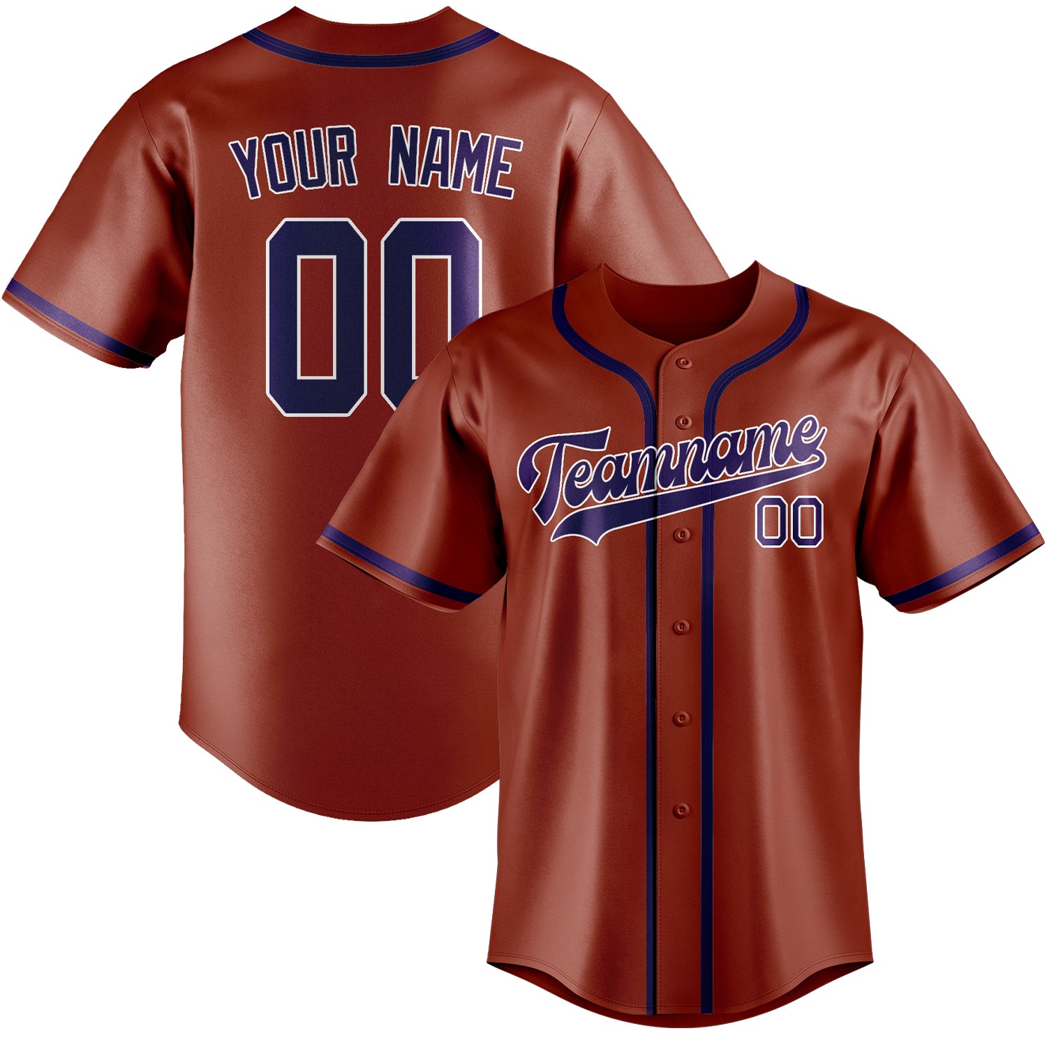 Custom Coral Red Purple Baseball Jersey
