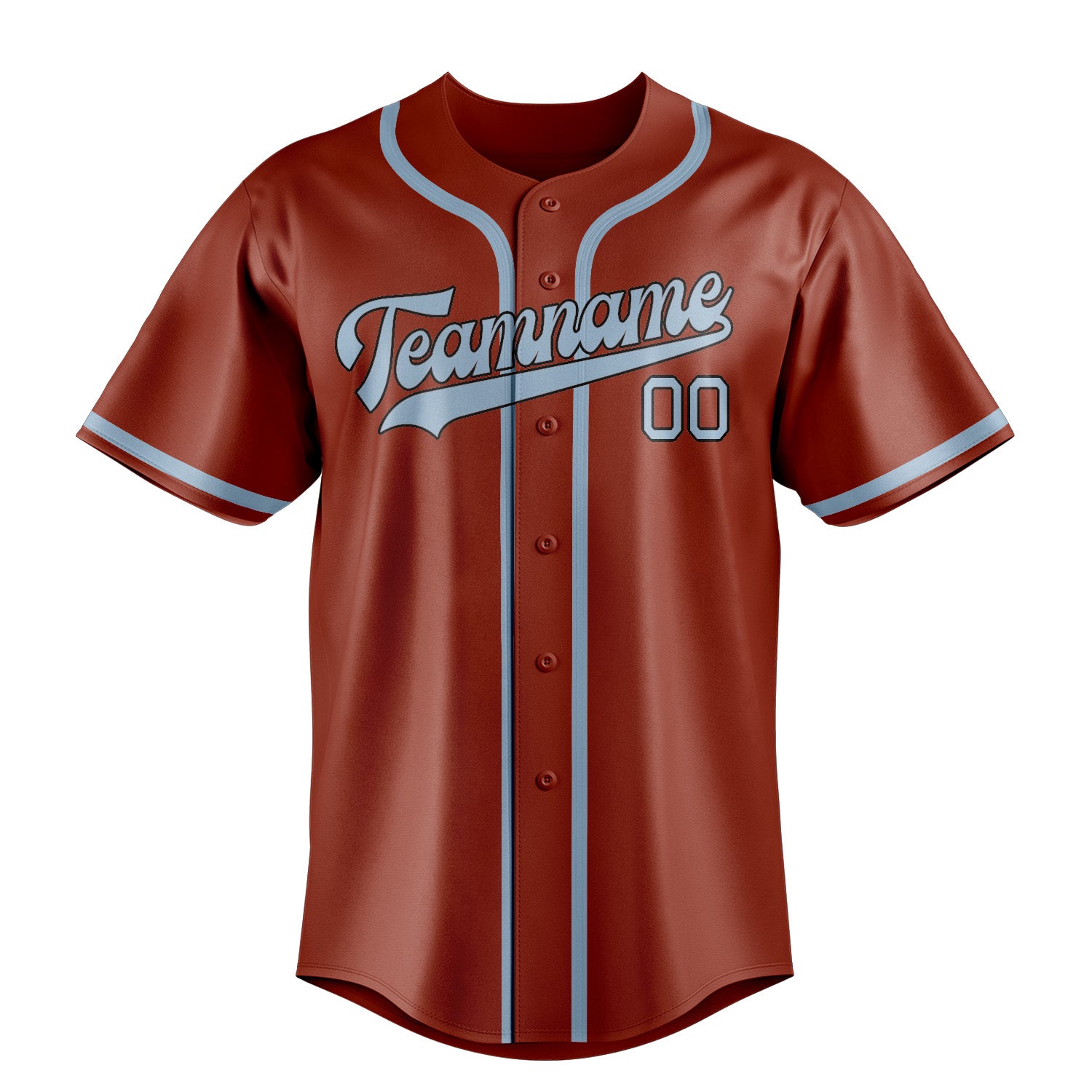 Custom Coral Red Light Blue Baseball Jersey