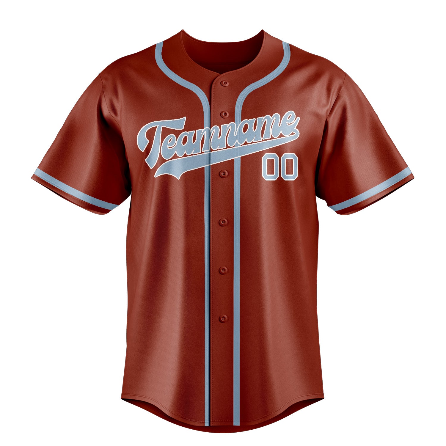 Custom Coral Red Light Blue Baseball Jersey