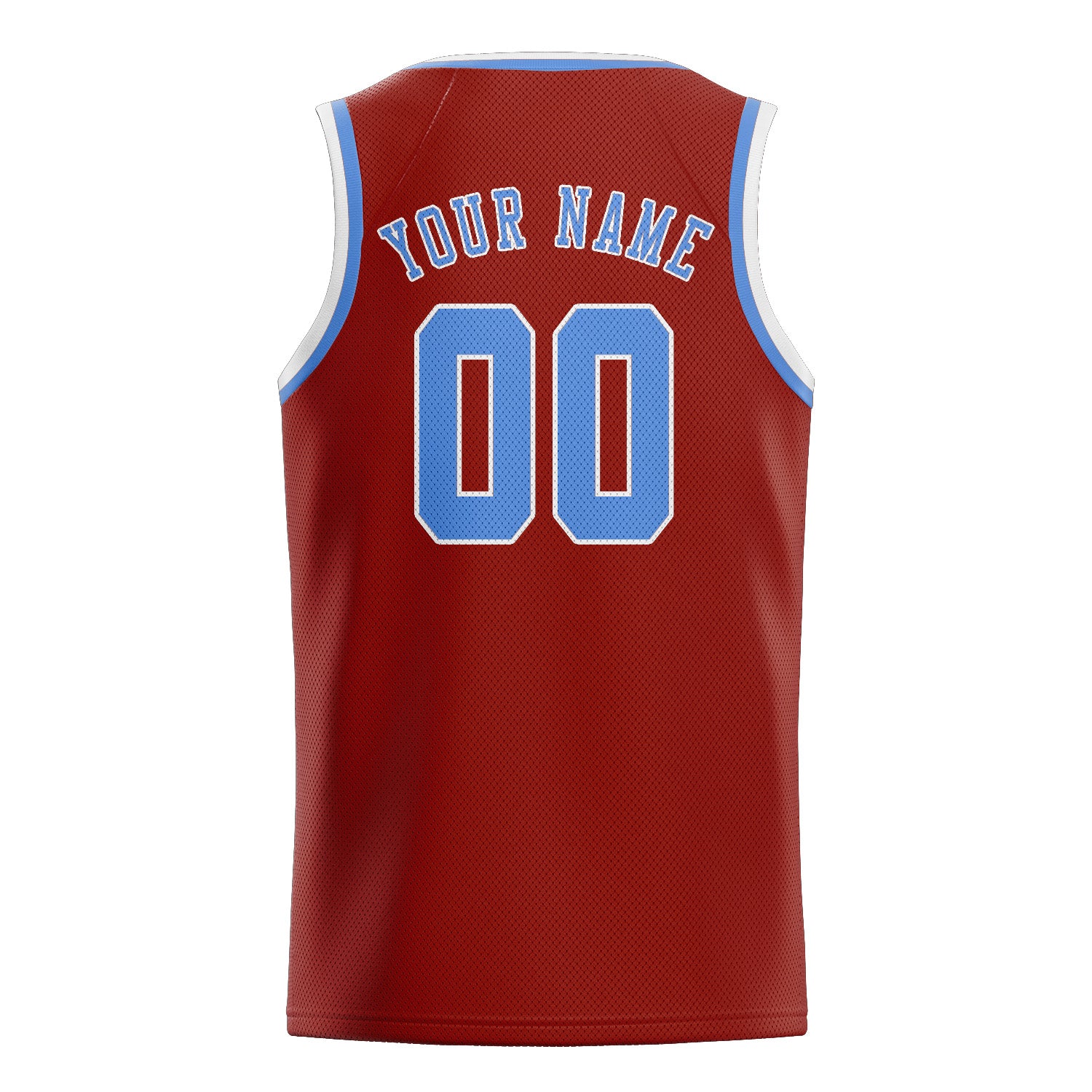 Custom Coral Red Light Blue Basketball Jersey