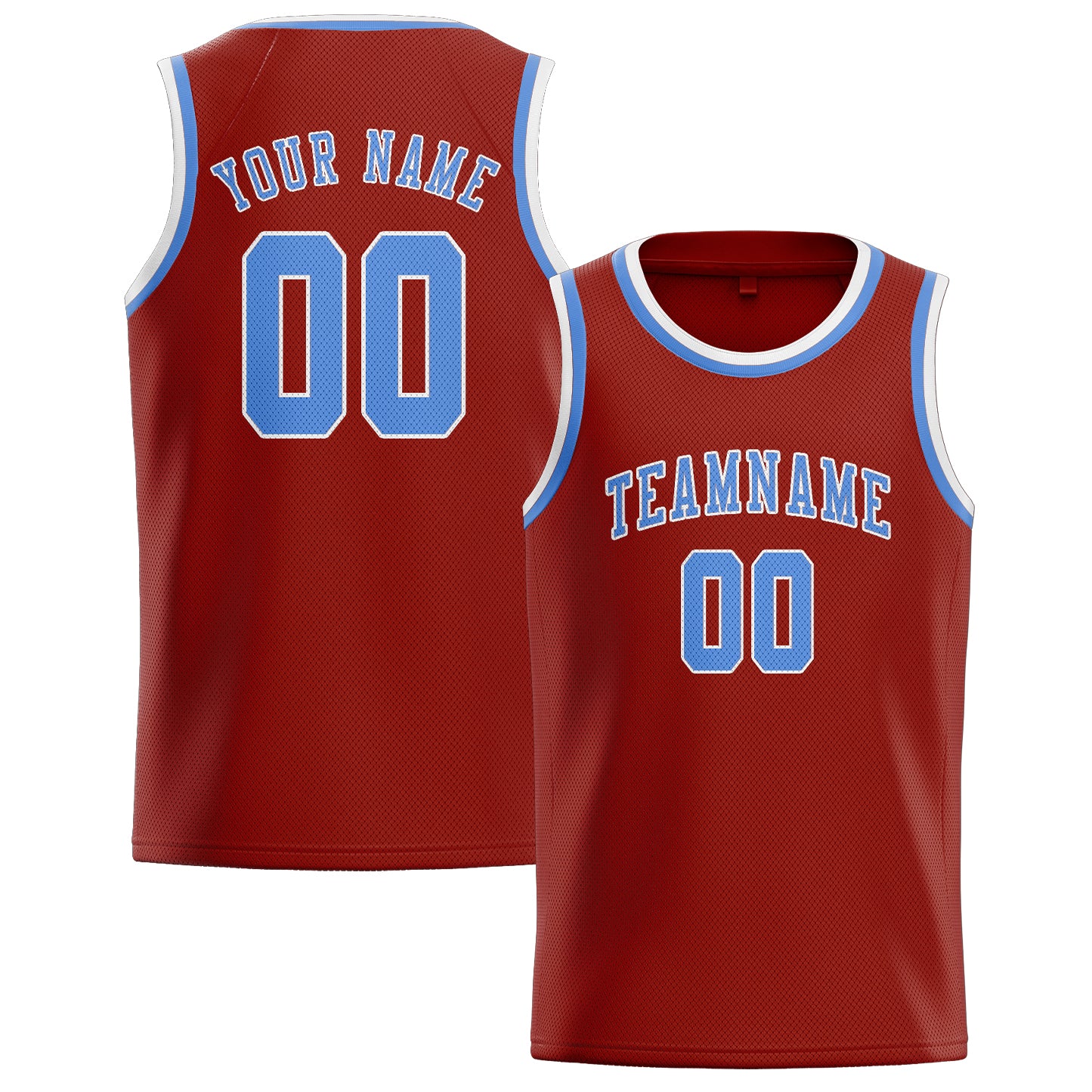 Custom Coral Red Light Blue Basketball Jersey