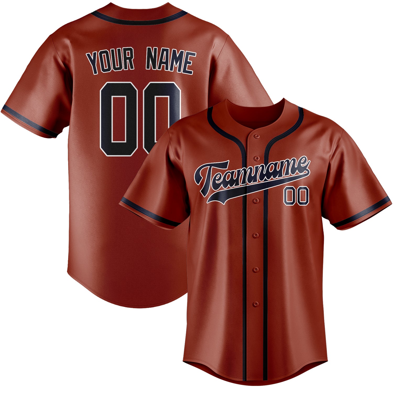 Custom Coral Red Navy Baseball Jersey