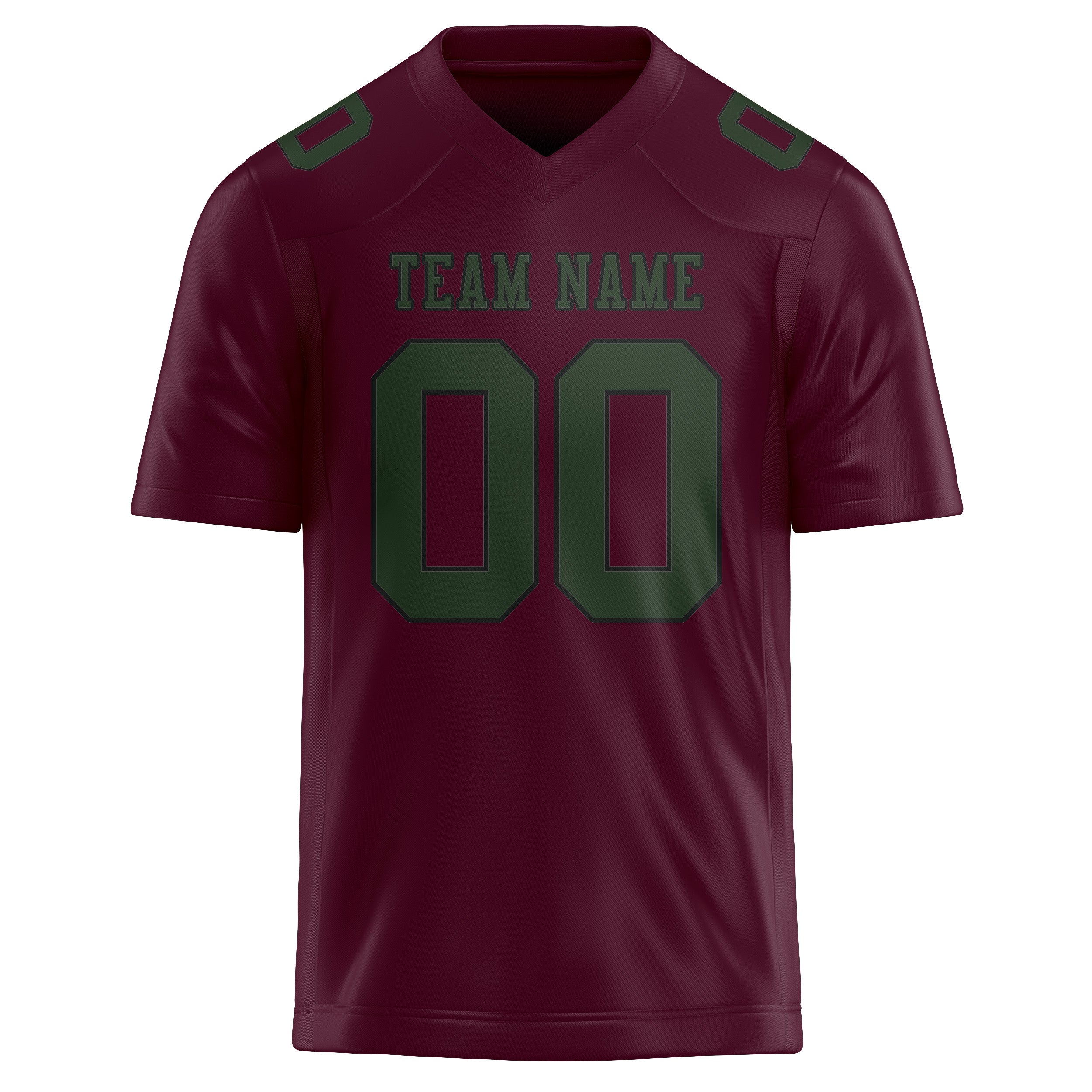 Custom Coral Red Dark Green Football Jersey