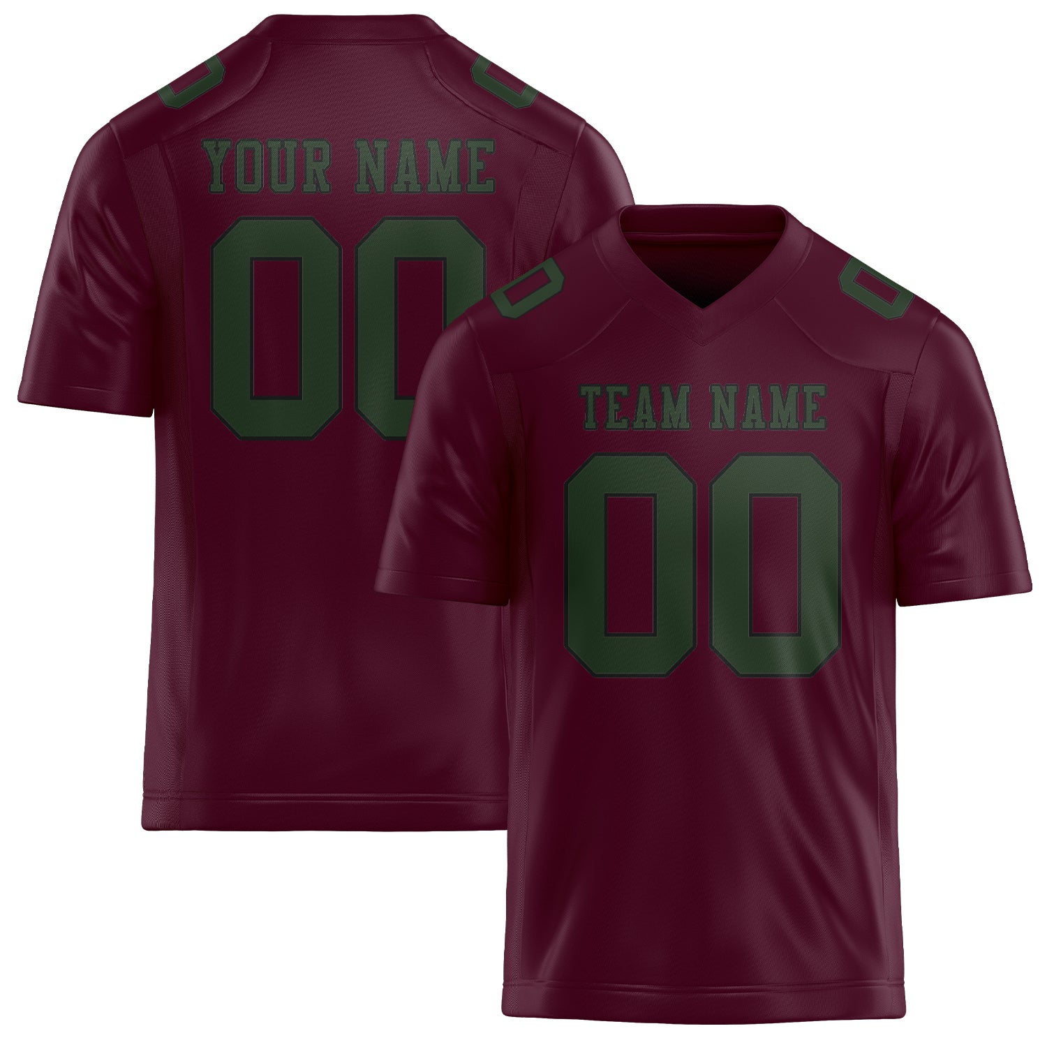 Custom Coral Red Dark Green Football Jersey