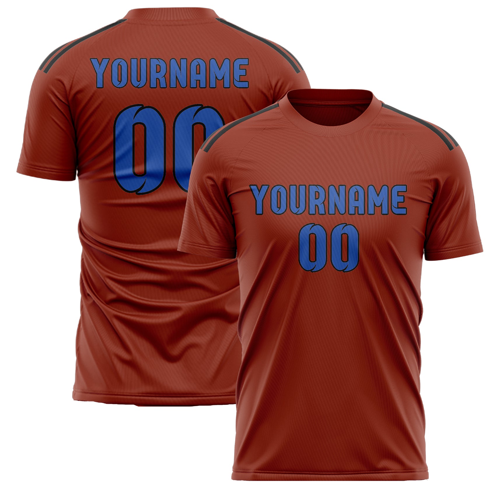 Custom Coral Red Sky Blue Soccer Jersey