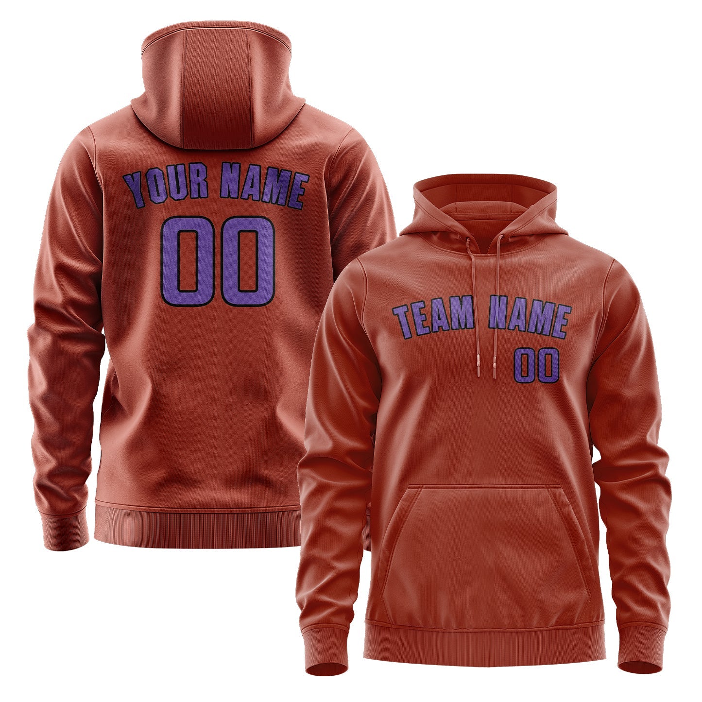 Custom Coral Red Light Purple Hoodie
