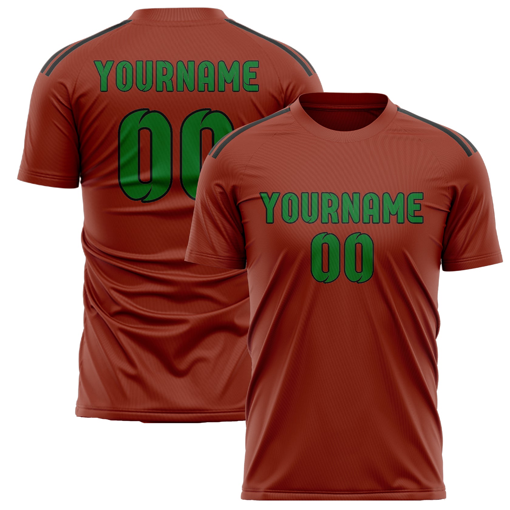 Custom Coral Red Emerald Green Soccer Jersey