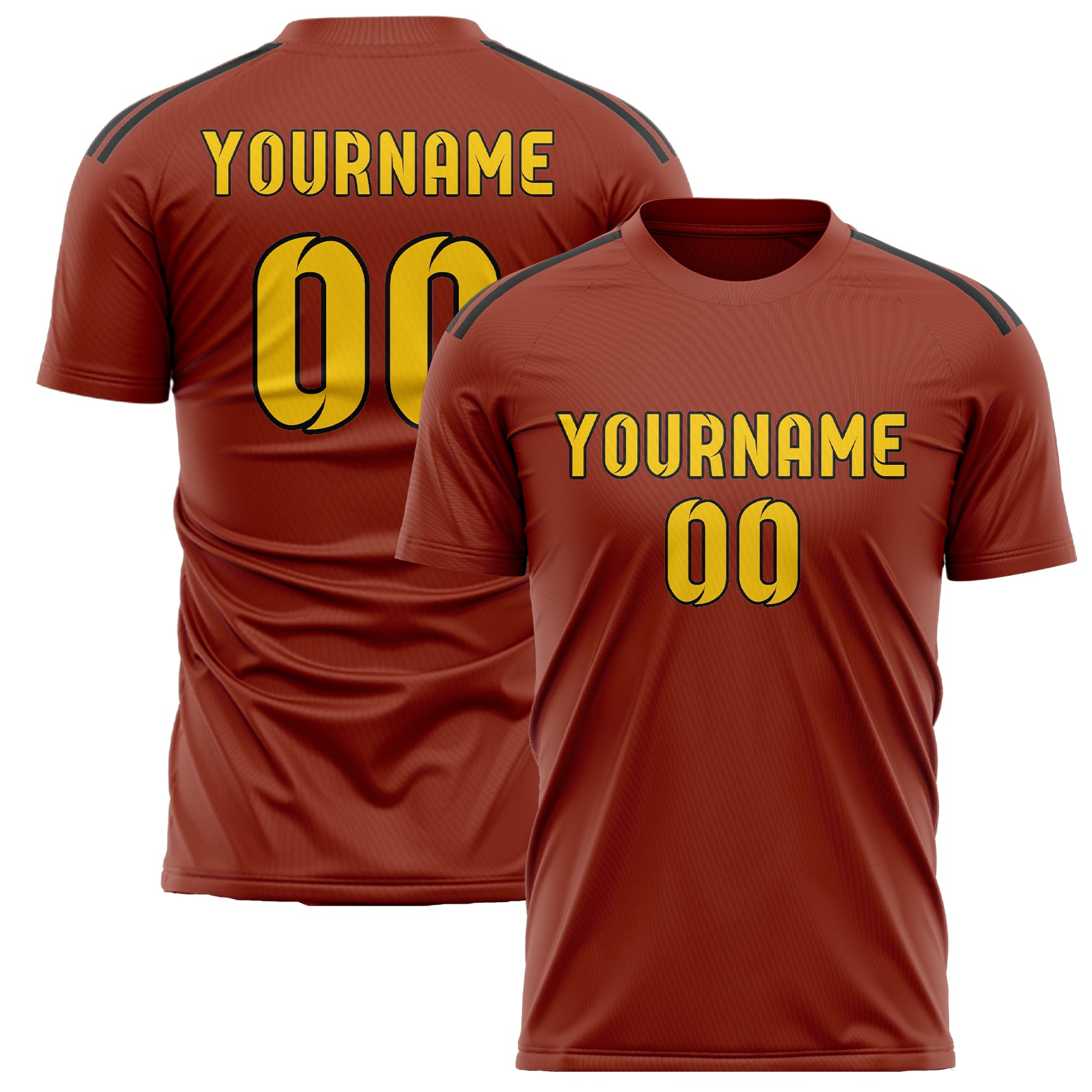 Custom Coral Red Gold Soccer Jersey