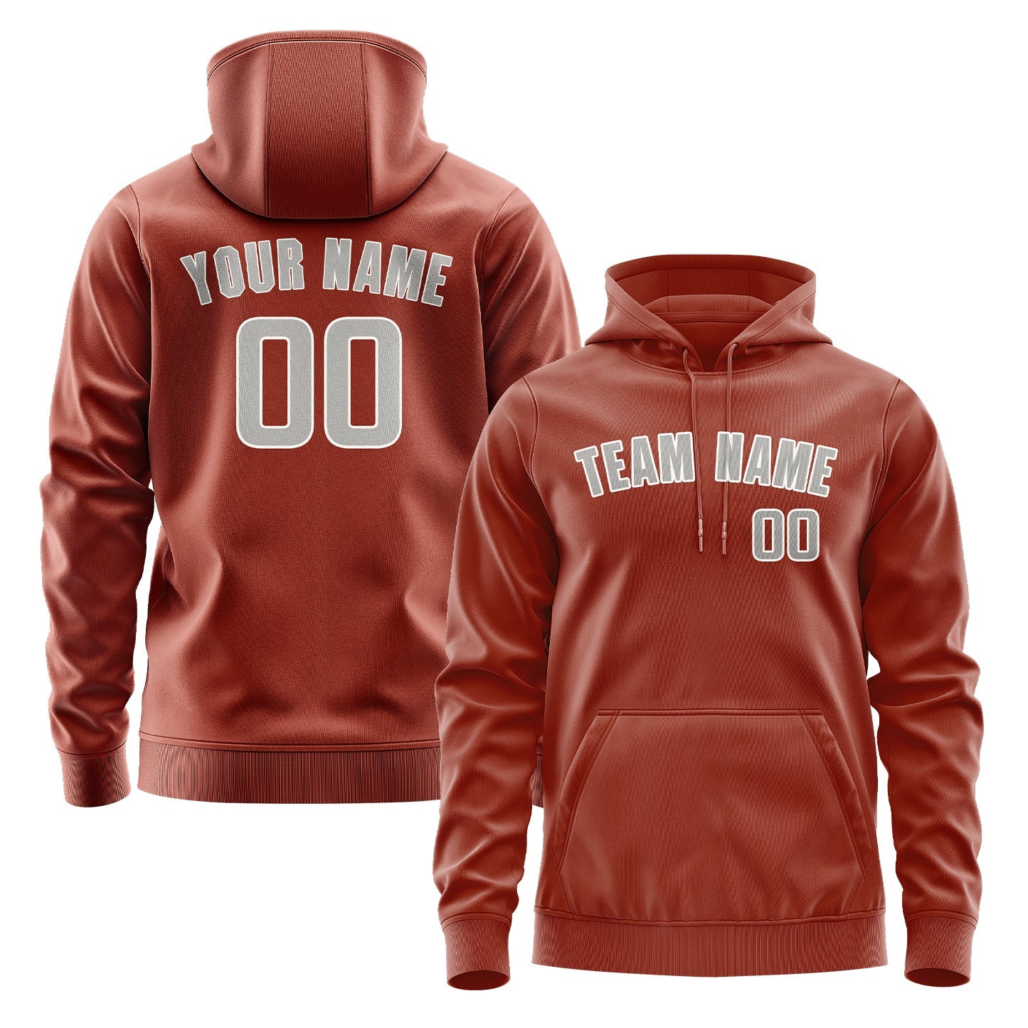 Custom Coral Red Gray Hoodie