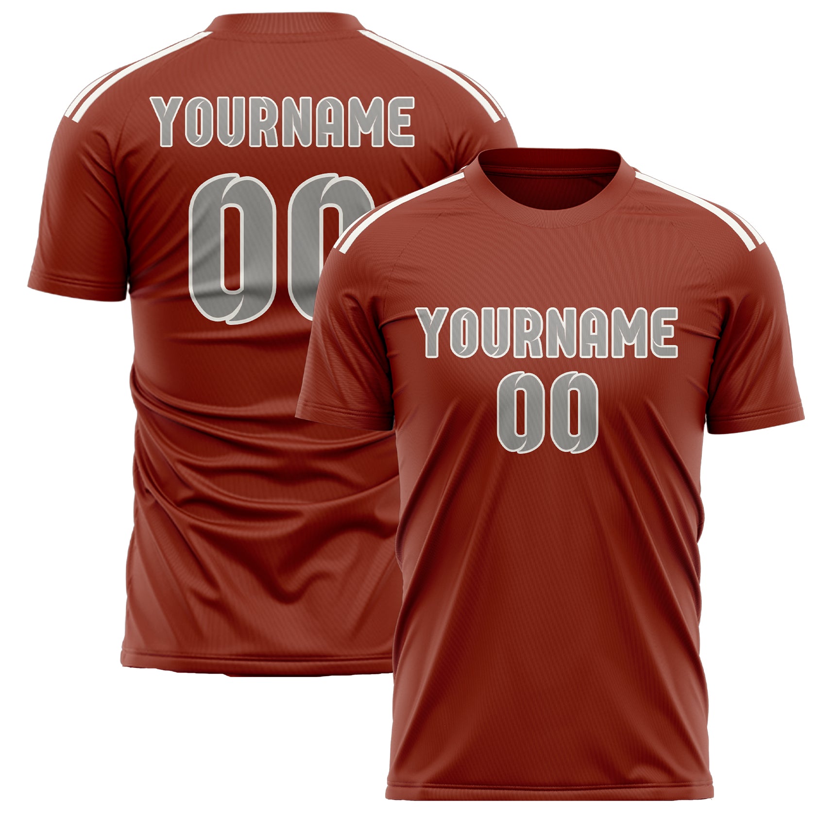 Custom Coral Red Gray Soccer Jersey