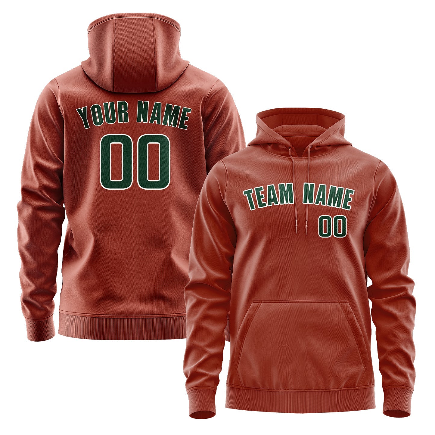Custom Coral Red Green Hoodie