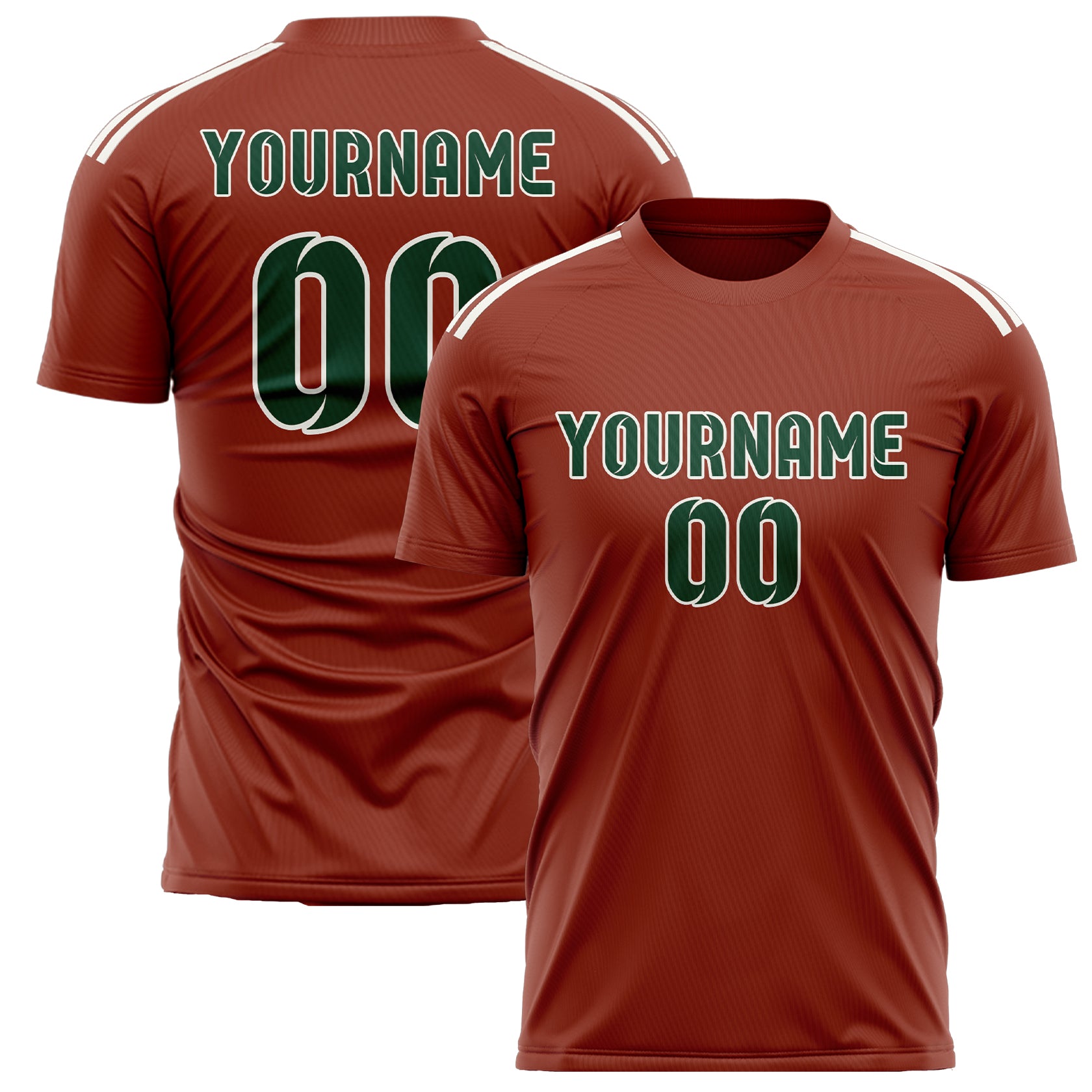 Custom Coral Red Green Soccer Jersey