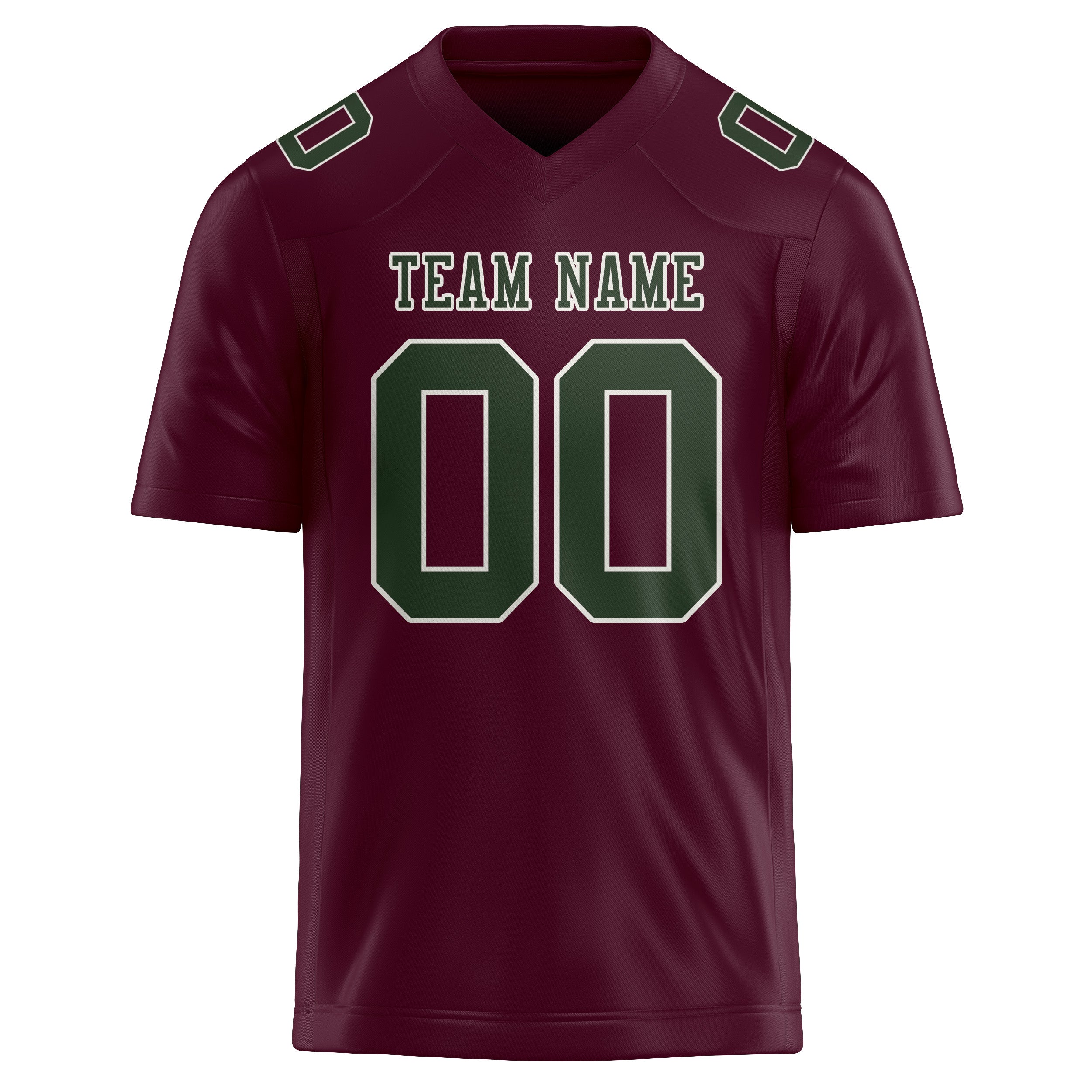 Custom Coral Red Dark Green Football Jersey