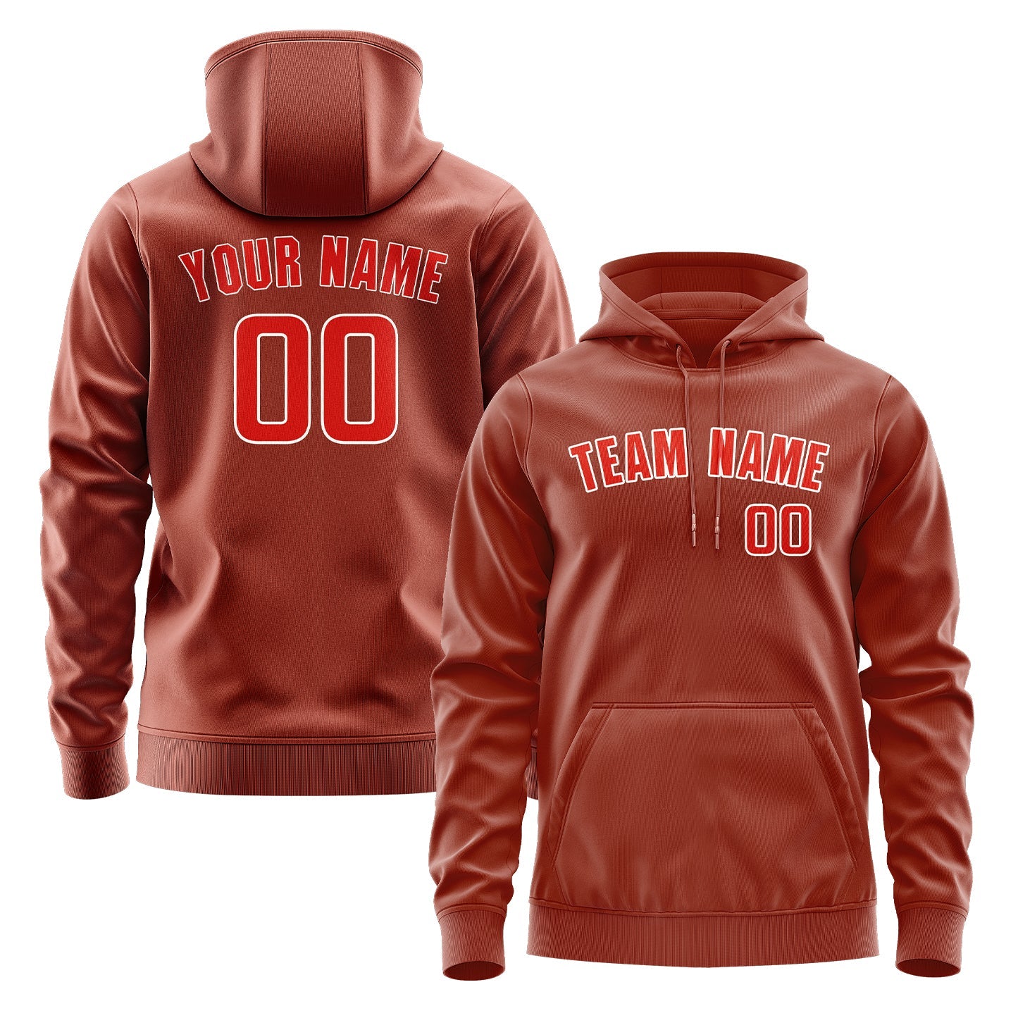 Custom Coral Red Orange Red Hoodie