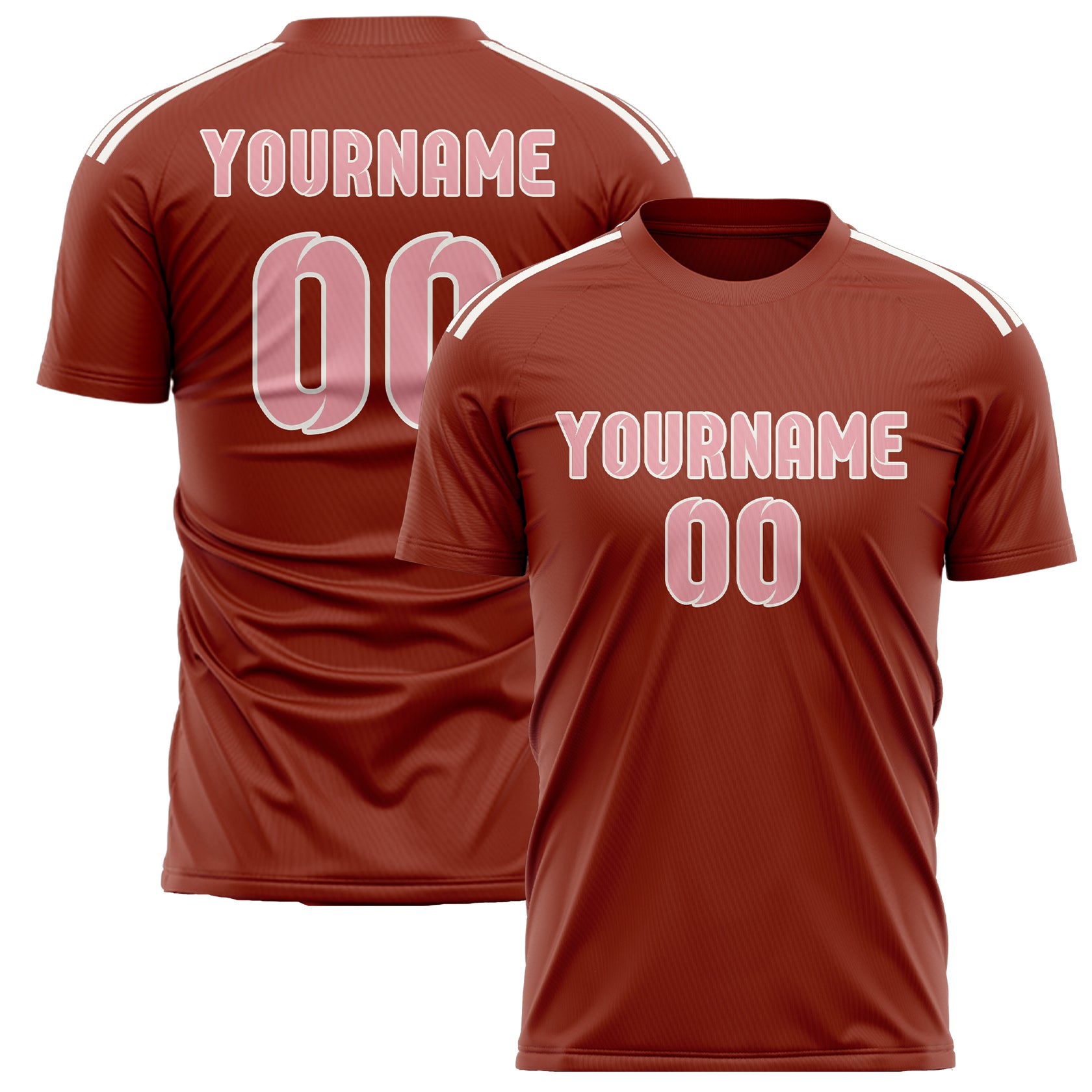 Custom Coral Red Light Pink Soccer Jersey