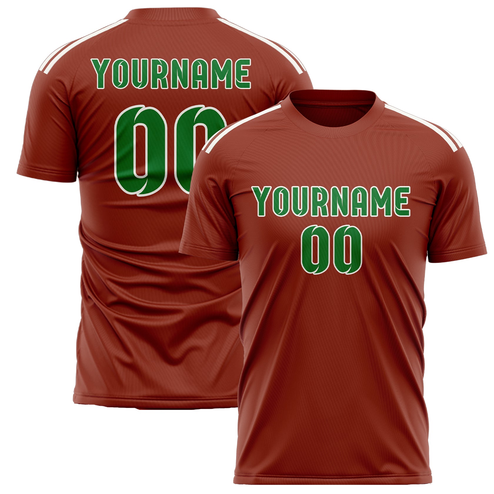 Custom Coral Red Emerald Green Soccer Jersey
