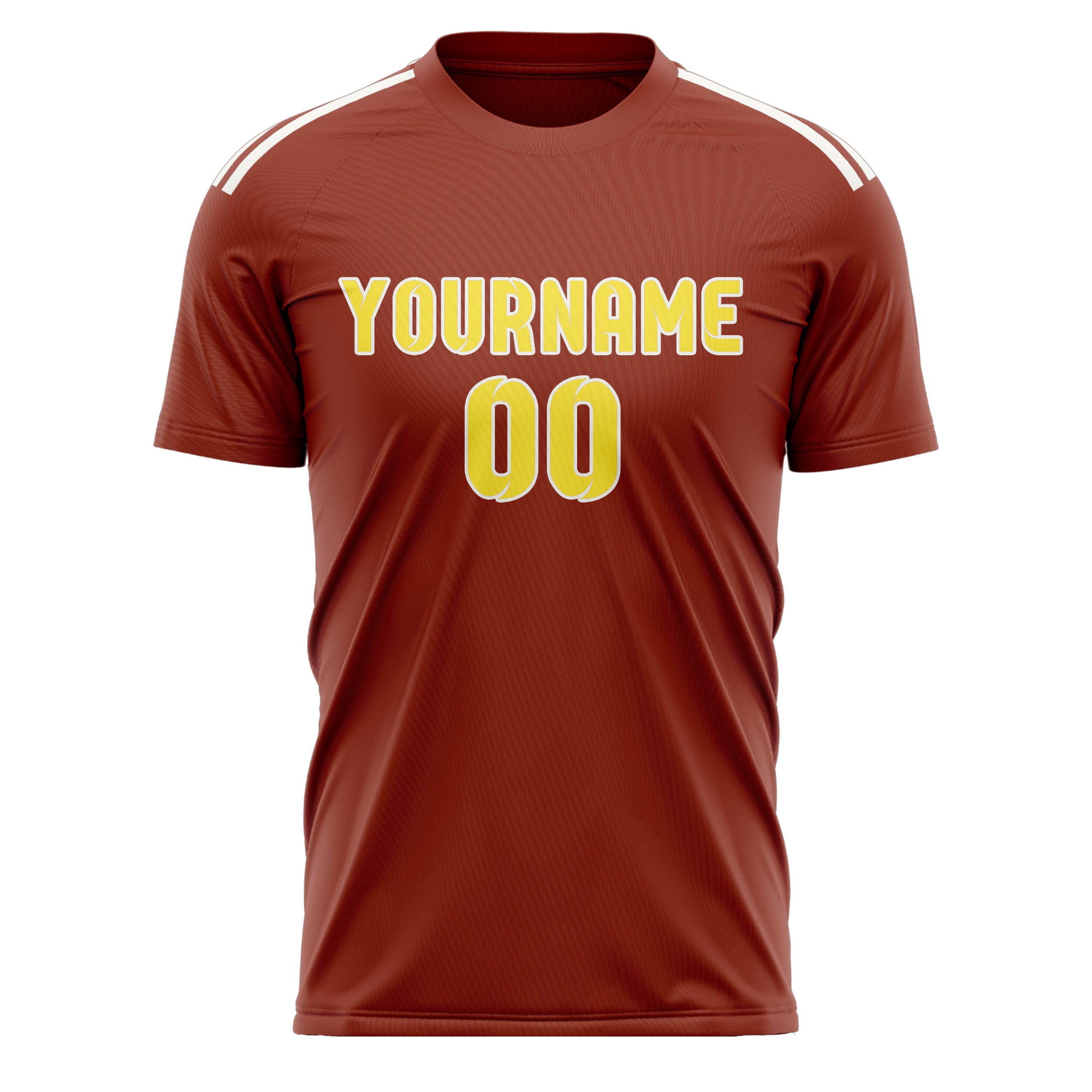 Custom Coral Red Light Yellow Soccer Jersey