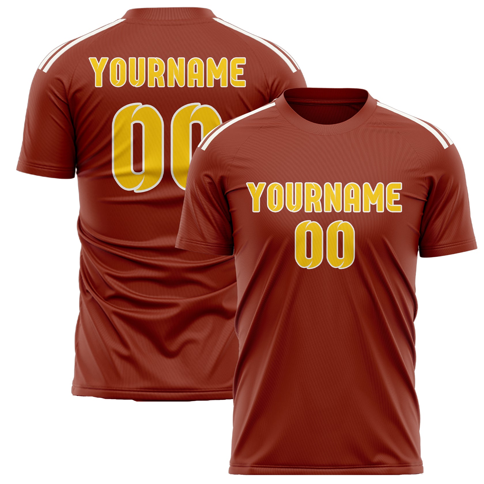 Custom Coral Red Gold Soccer Jersey