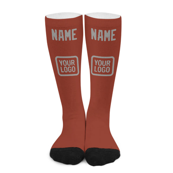 Custom Coral Red Gray Knee-High Sock