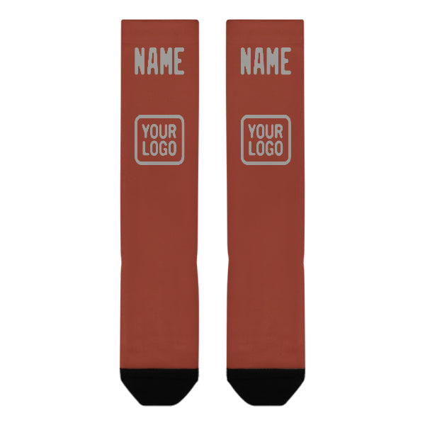 Custom Coral Red Gray Knee-High Sock