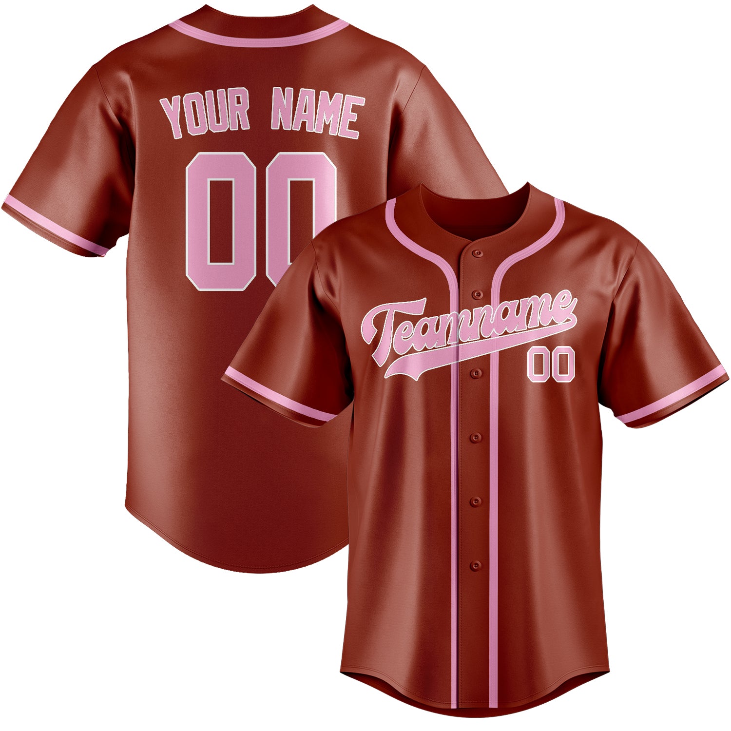 Custom Coral Red Light Pink Baseball Jersey
