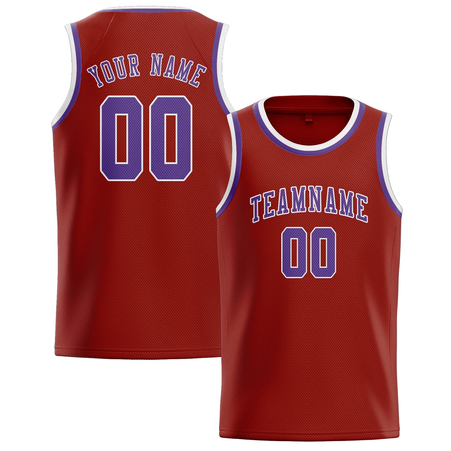 Custom Coral Red Light Purple Basketball Jersey