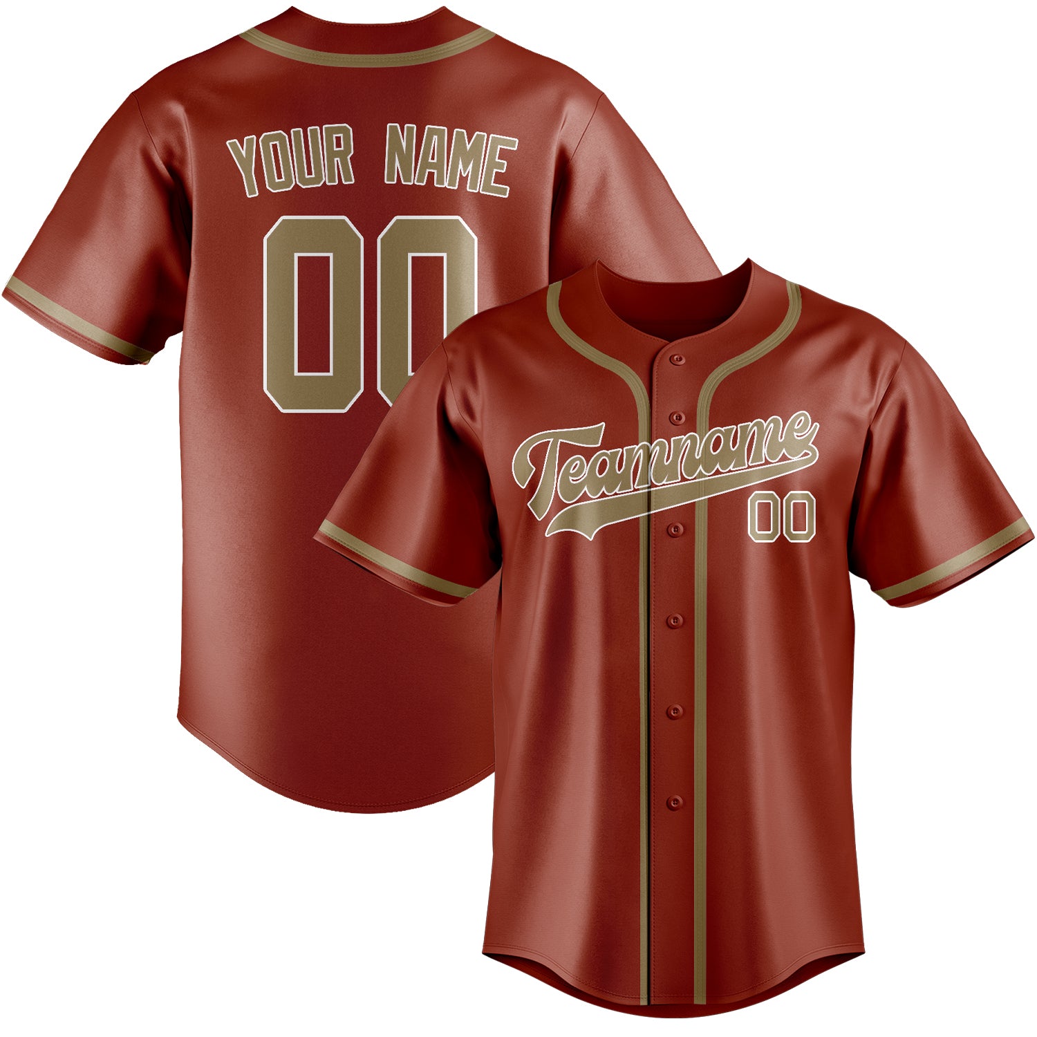 Custom Coral Red Light Khaki Baseball Jersey