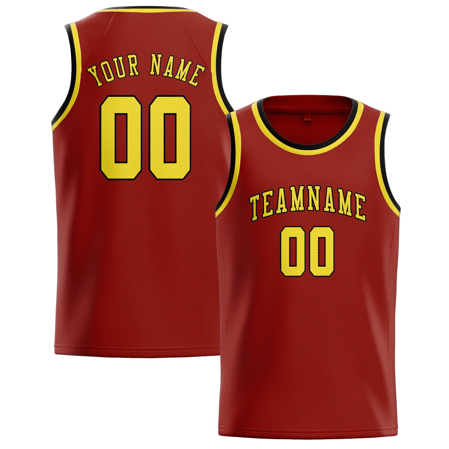 Custom Coral Red Light Yellow Basketball Jersey
