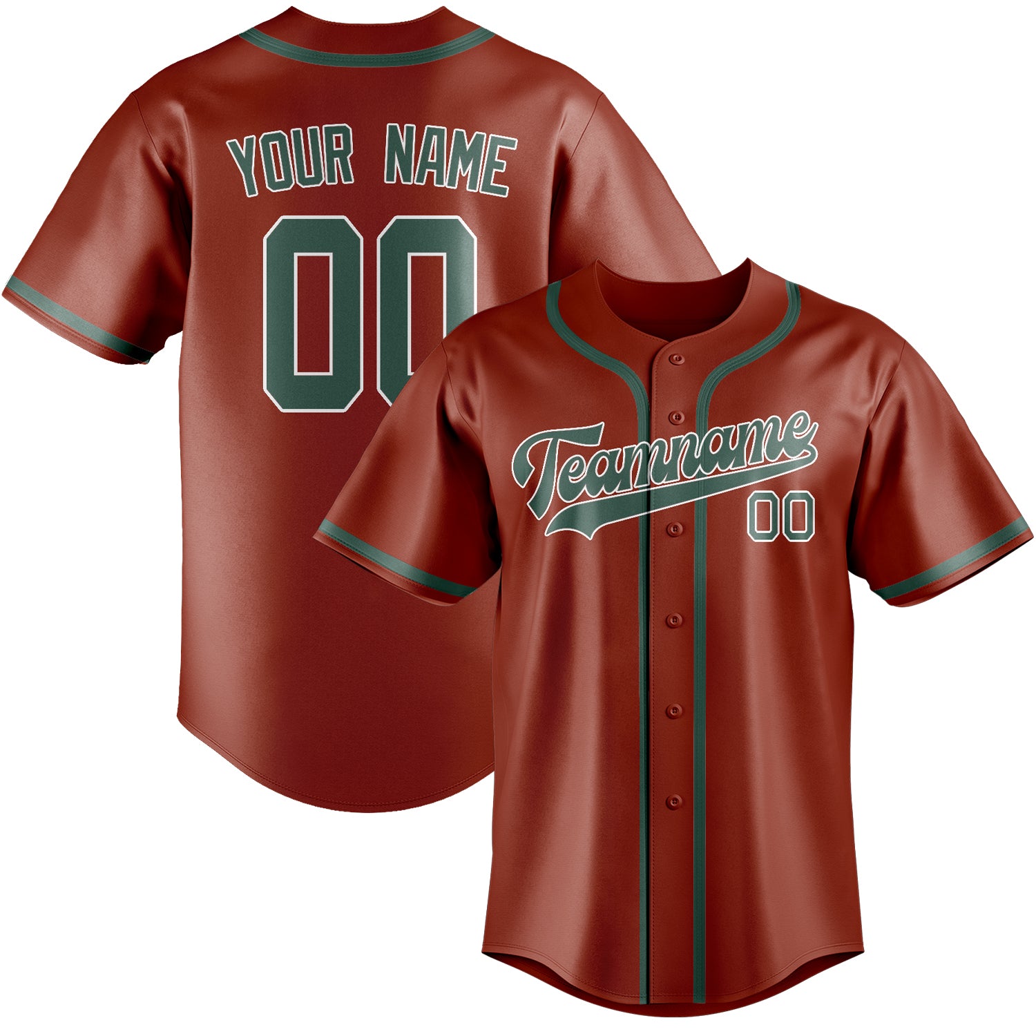 Custom Coral Red Blue Green Baseball Jersey