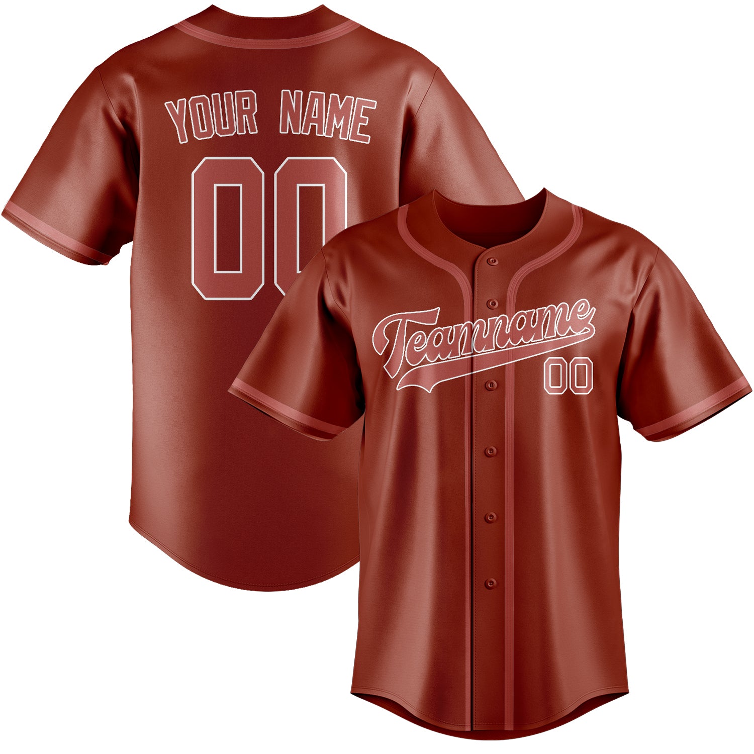 Custom Coral Red Copper Rose Baseball Jersey